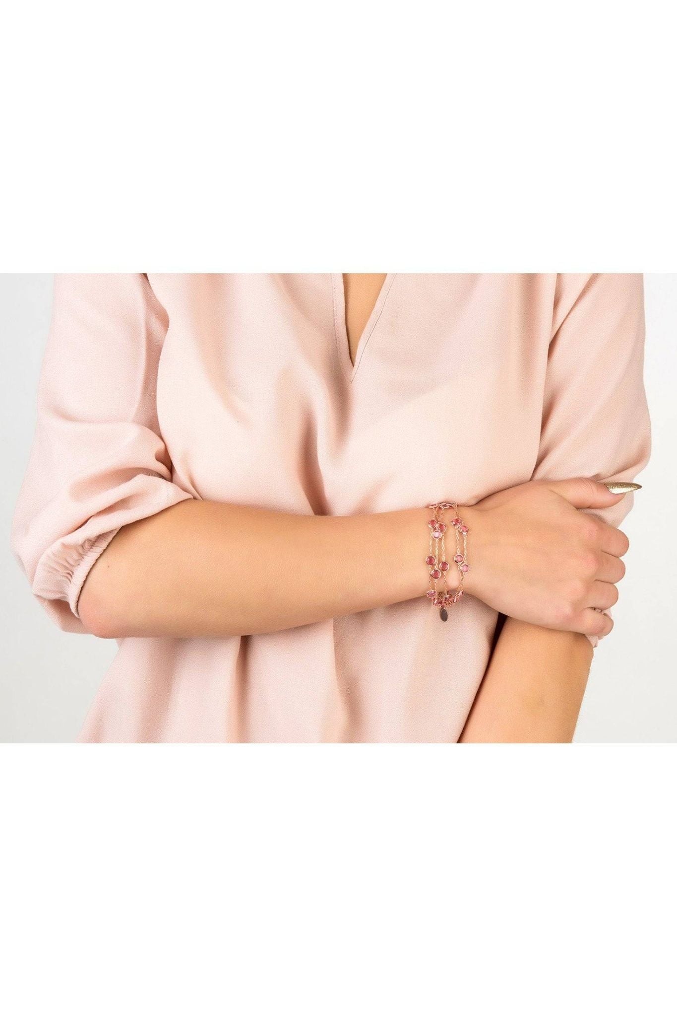 Naples Statement Gemstone Bracelet Rose Gold Pink Tourmaline - LATELITA Bracelets