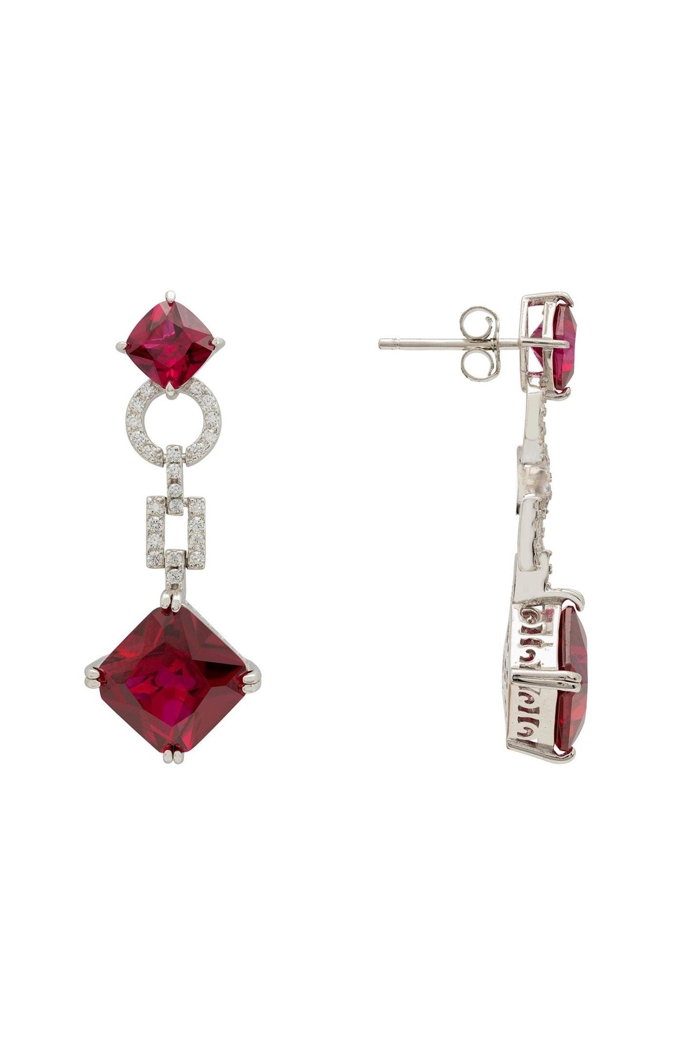 Noor Ruby Drop Earrings Silver - LATELITA Earrings