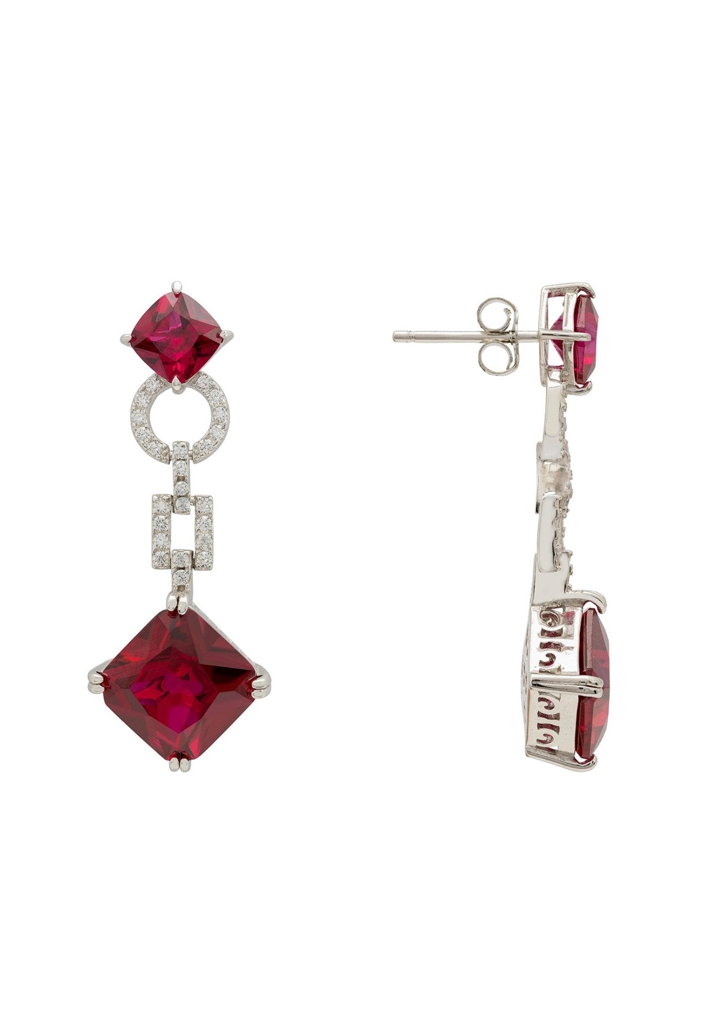 Noor Ruby Drop Earrings Silver - LATELITA Earrings