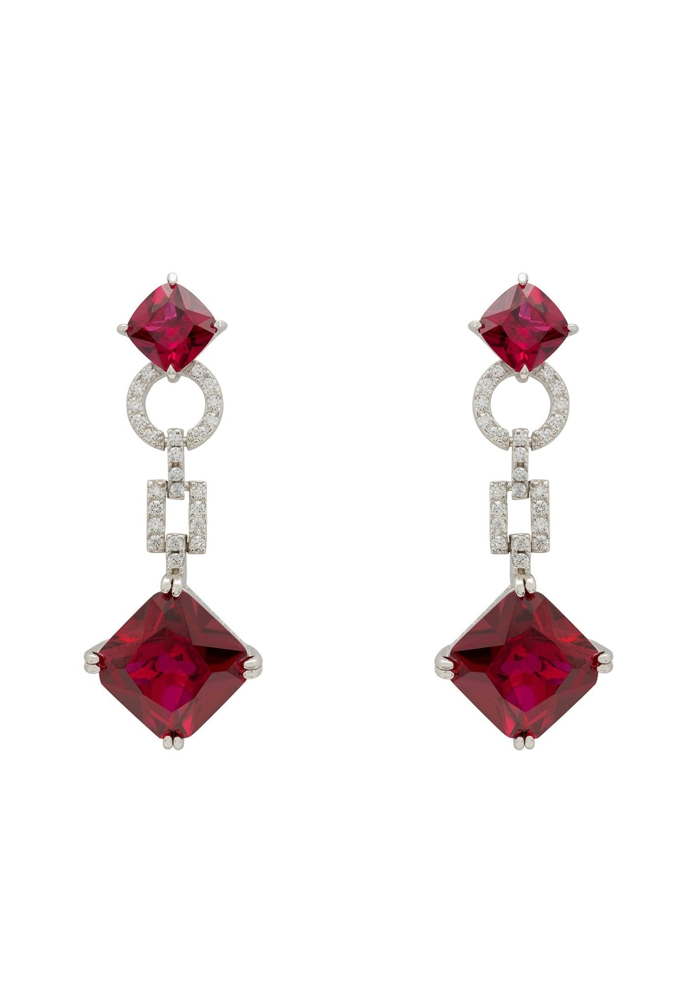 Noor Ruby Drop Earrings Silver - LATELITA Earrings