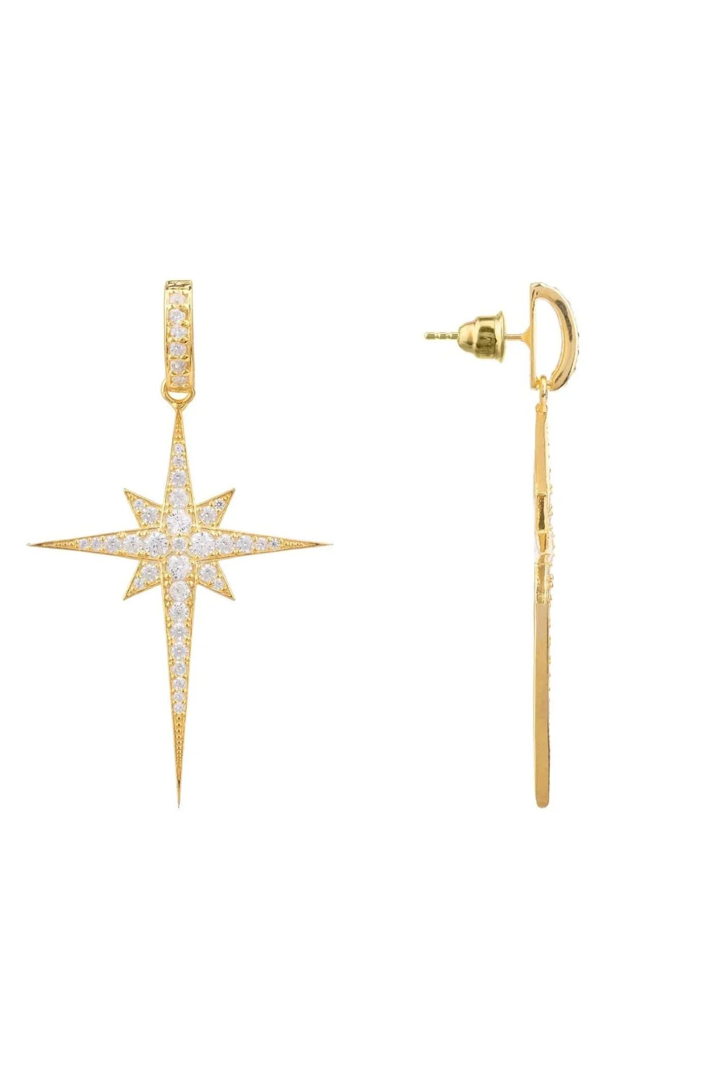 North Star Burst Large Drop Earrings Gold - LATELITA Earrings