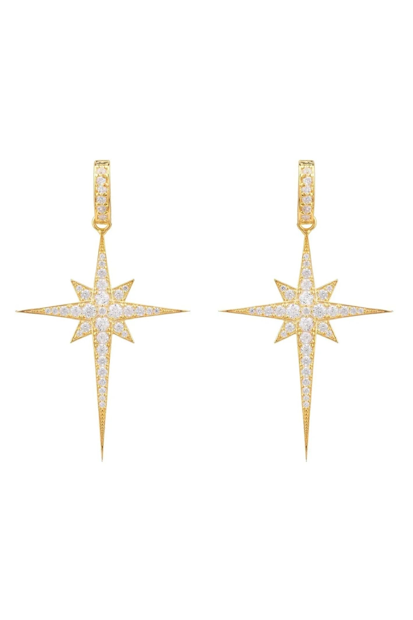 North Star Burst Large Drop Earrings Gold - LATELITA Earrings