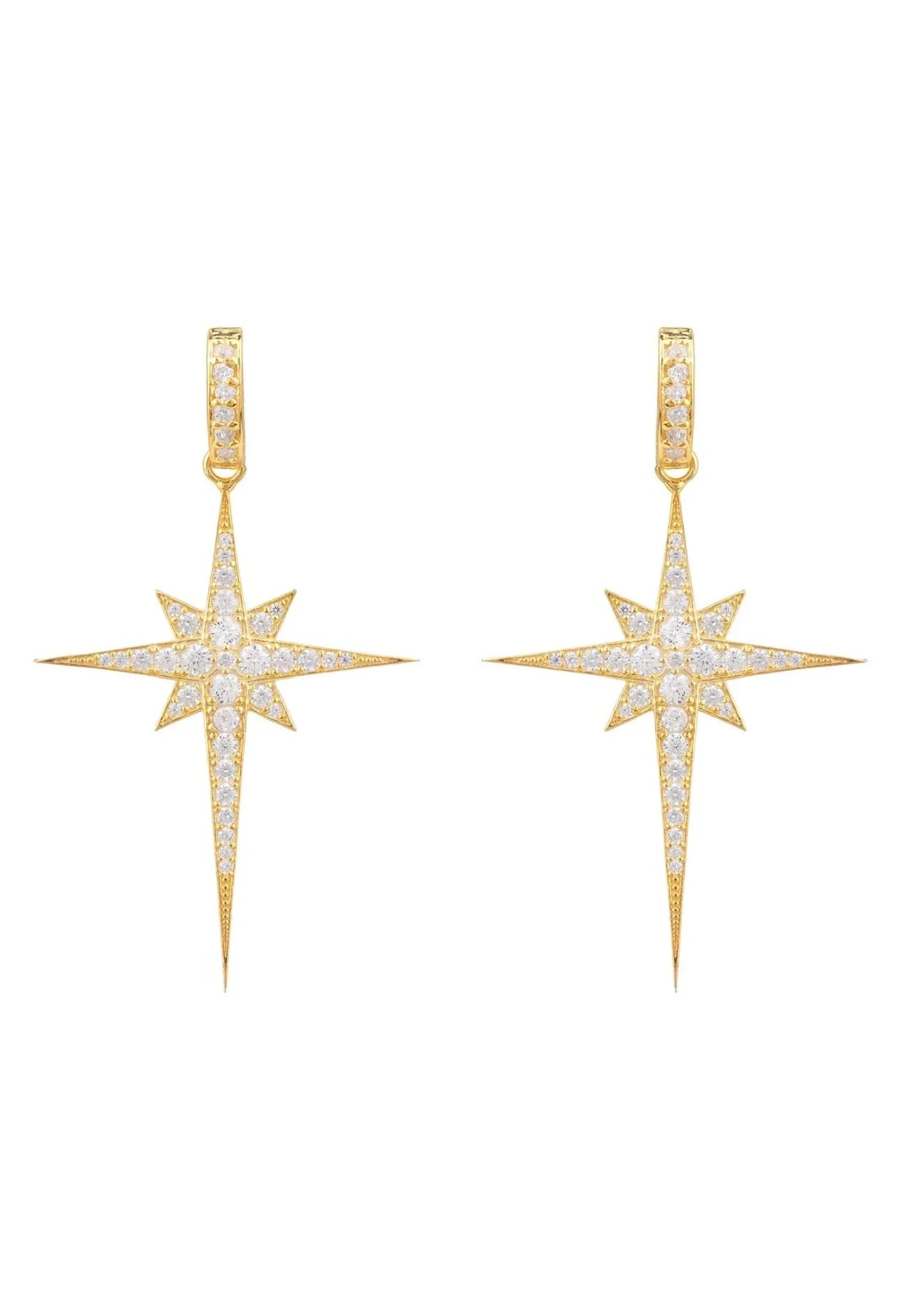 North Star Burst Large Drop Earrings Gold - LATELITA Earrings