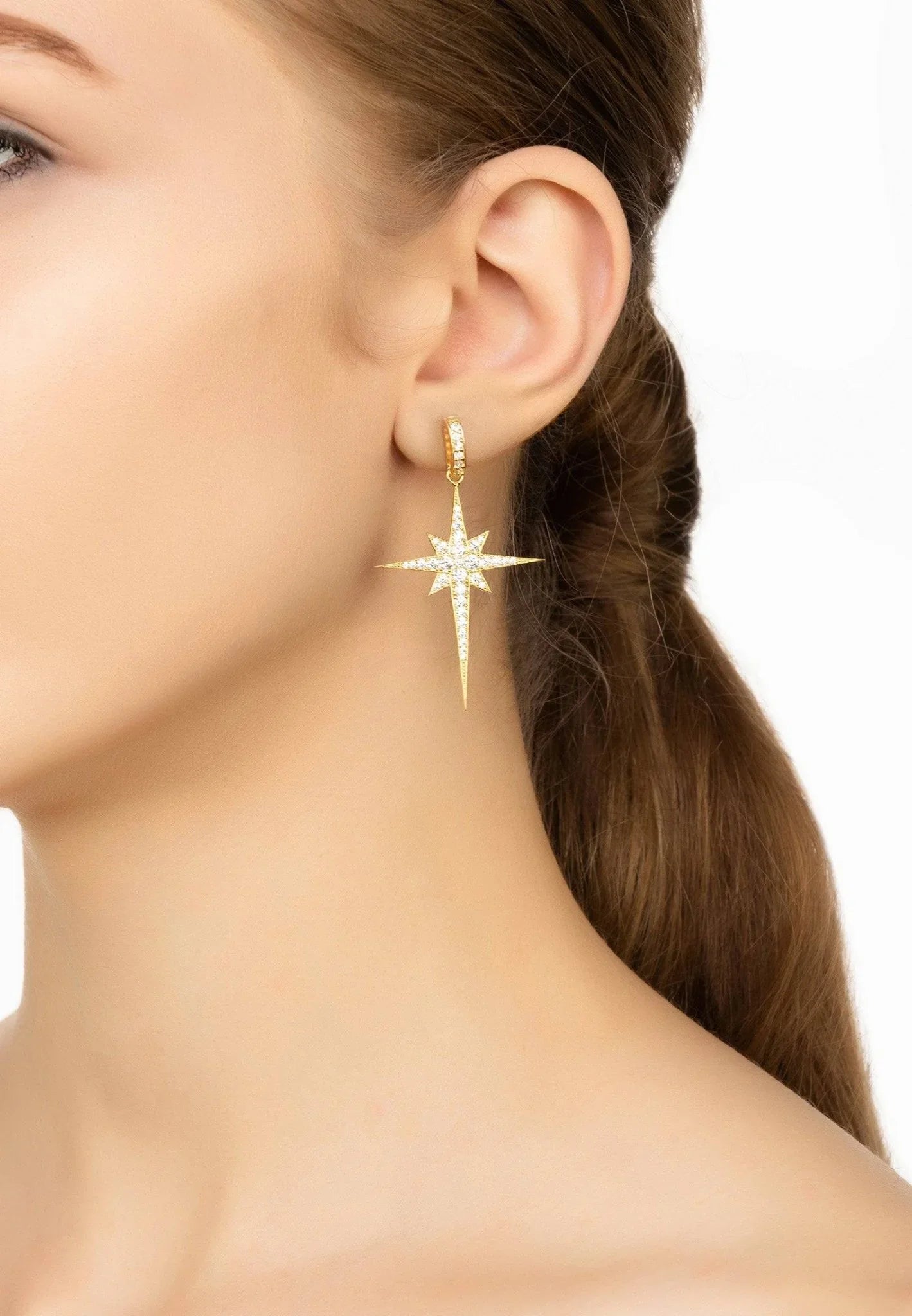 North Star Burst Large Drop Earrings Gold - LATELITA Earrings