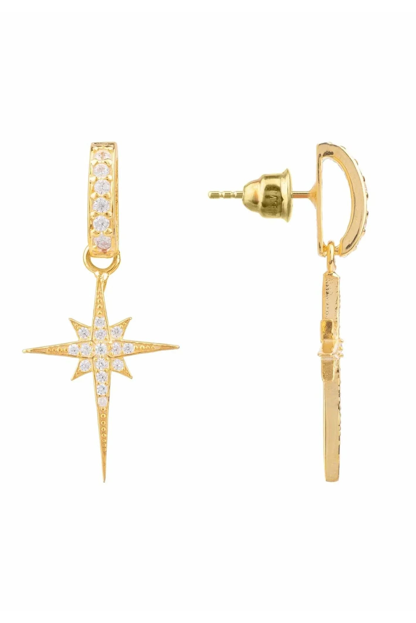 North Star Burst Small Drop Earrings Gold - LATELITA Earrings