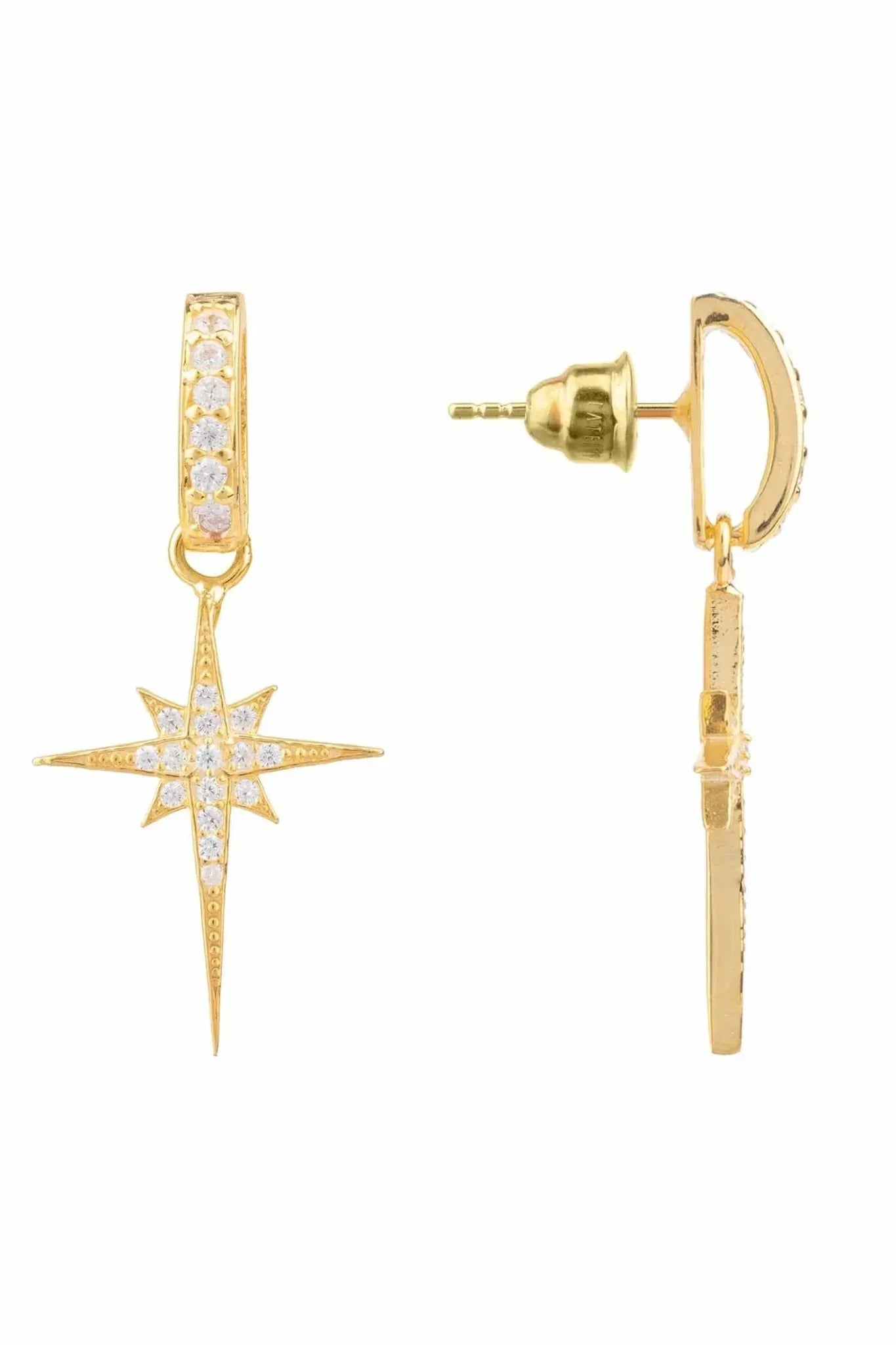 North Star Burst Small Drop Earrings Gold - LATELITA Earrings