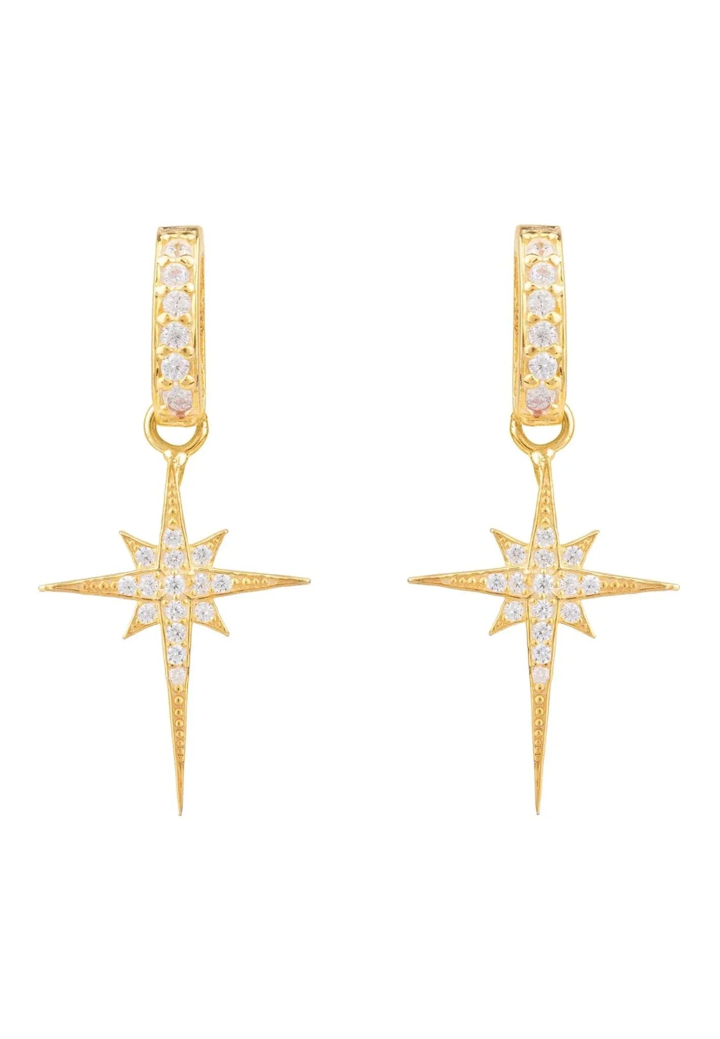 North Star Burst Small Drop Earrings Gold - LATELITA Earrings