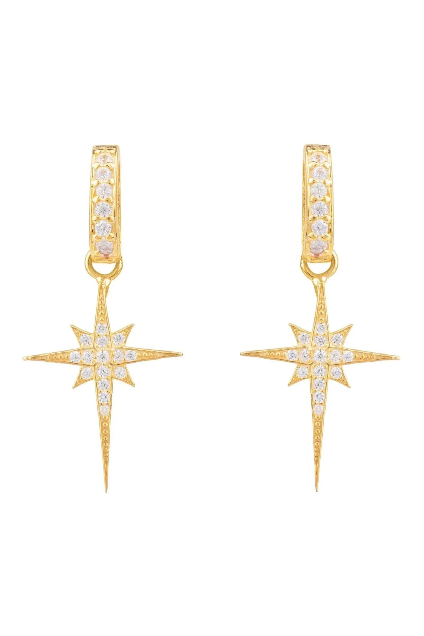 North Star Burst Small Drop Earrings Gold - LATELITA Earrings