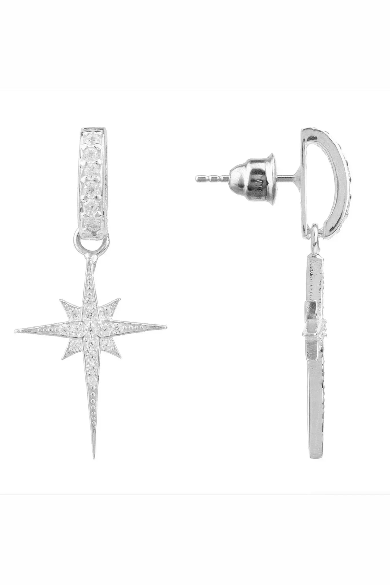 North Star Burst Small Drop Earrings Silver - LATELITA Earrings