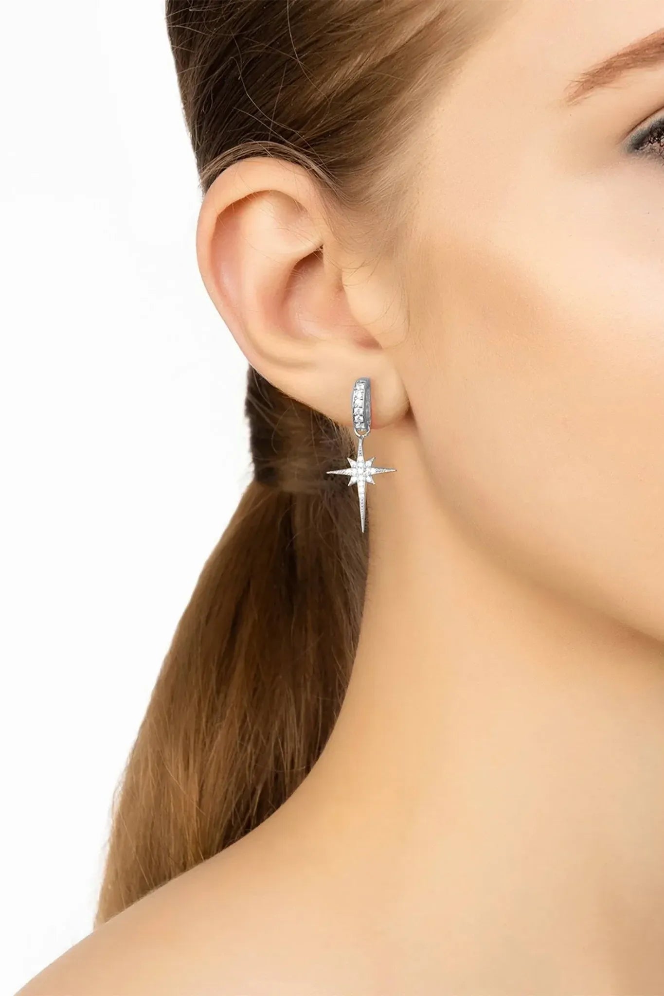 North Star Burst Small Drop Earrings Silver - LATELITA Earrings