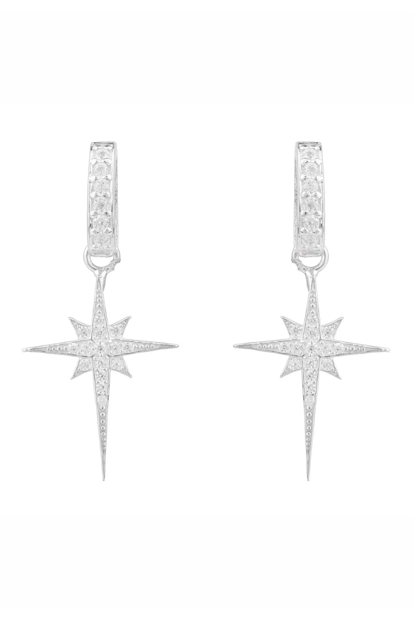 North Star Burst Small Drop Earrings Silver - LATELITA Earrings
