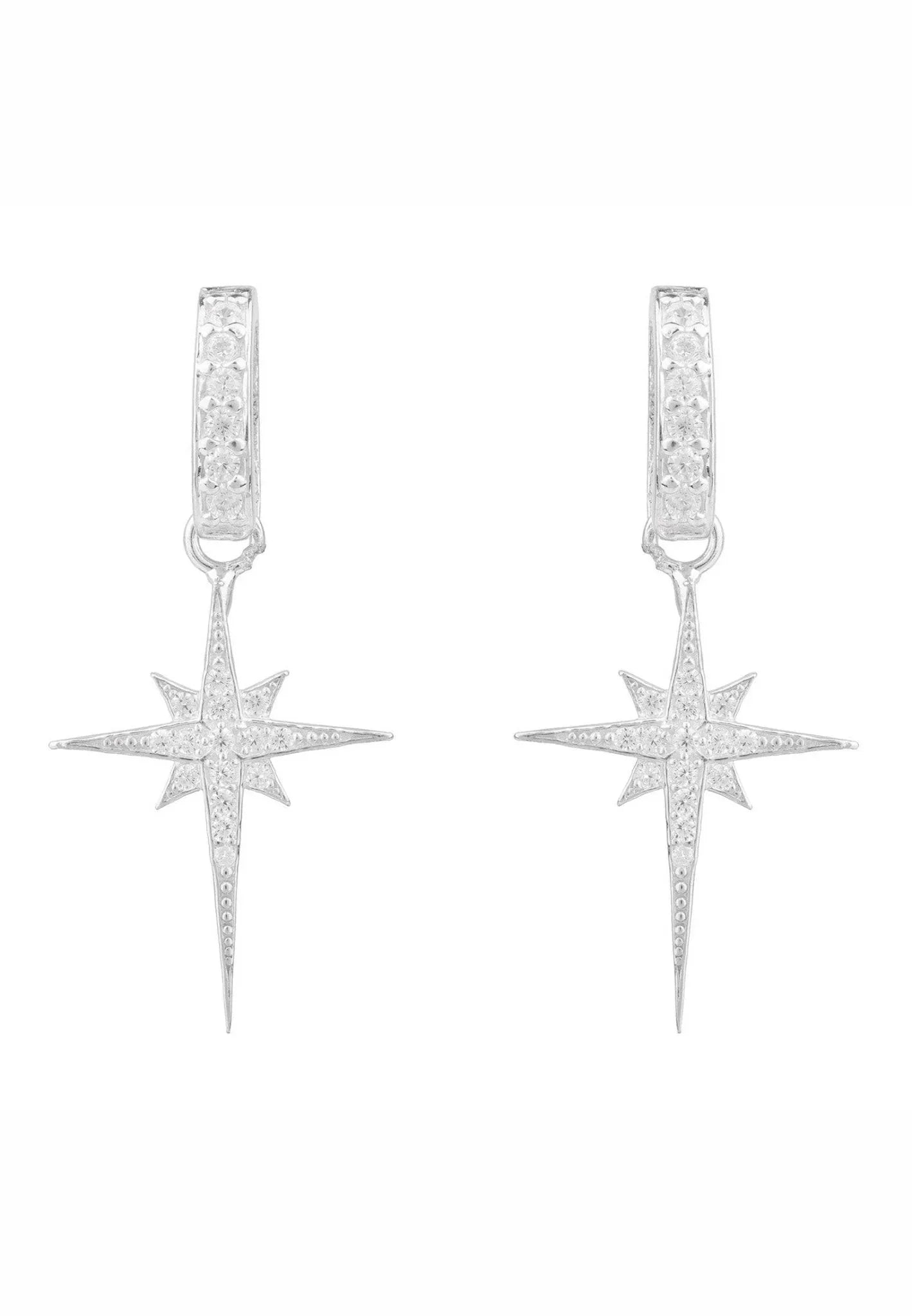North Star Burst Small Drop Earrings Silver - LATELITA Earrings