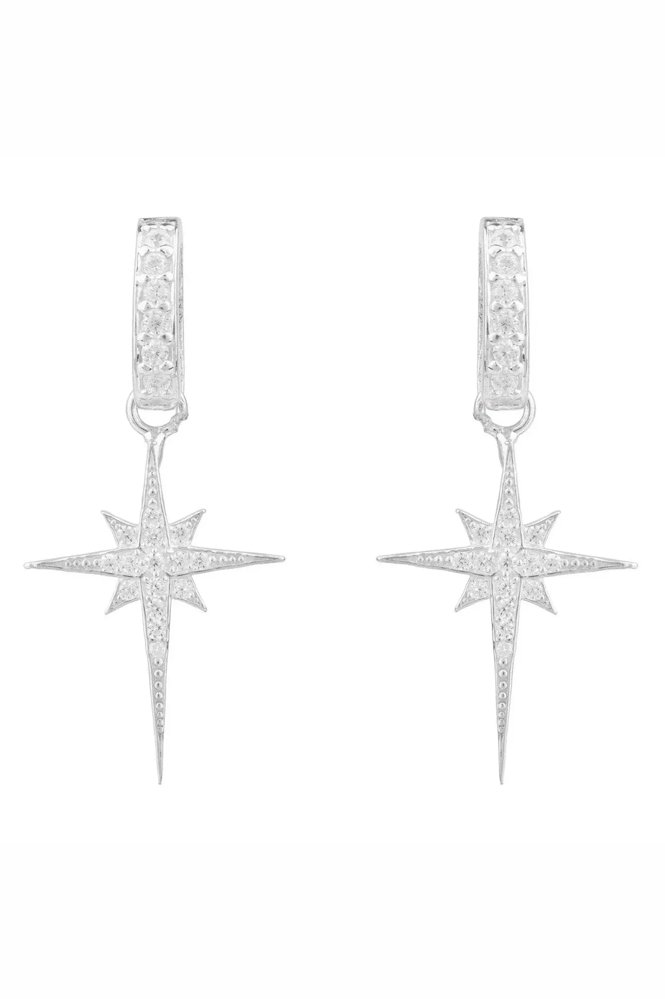 North Star Burst Small Drop Earrings Silver - LATELITA Earrings