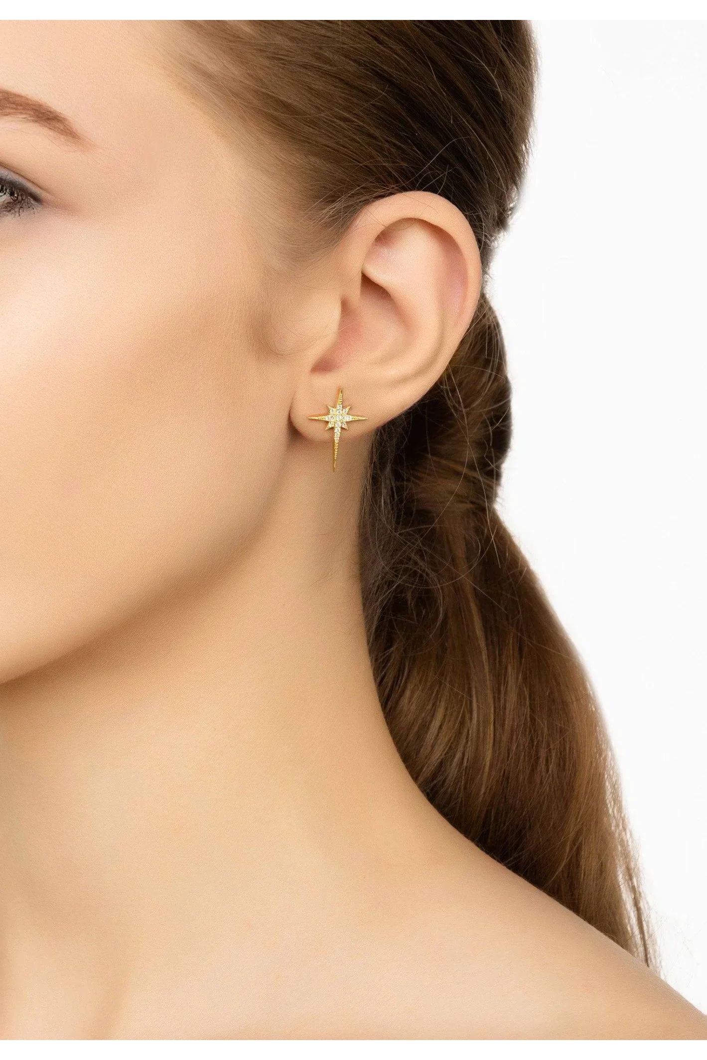 North Star Small Stud Earrings Gold - LATELITA Earrings