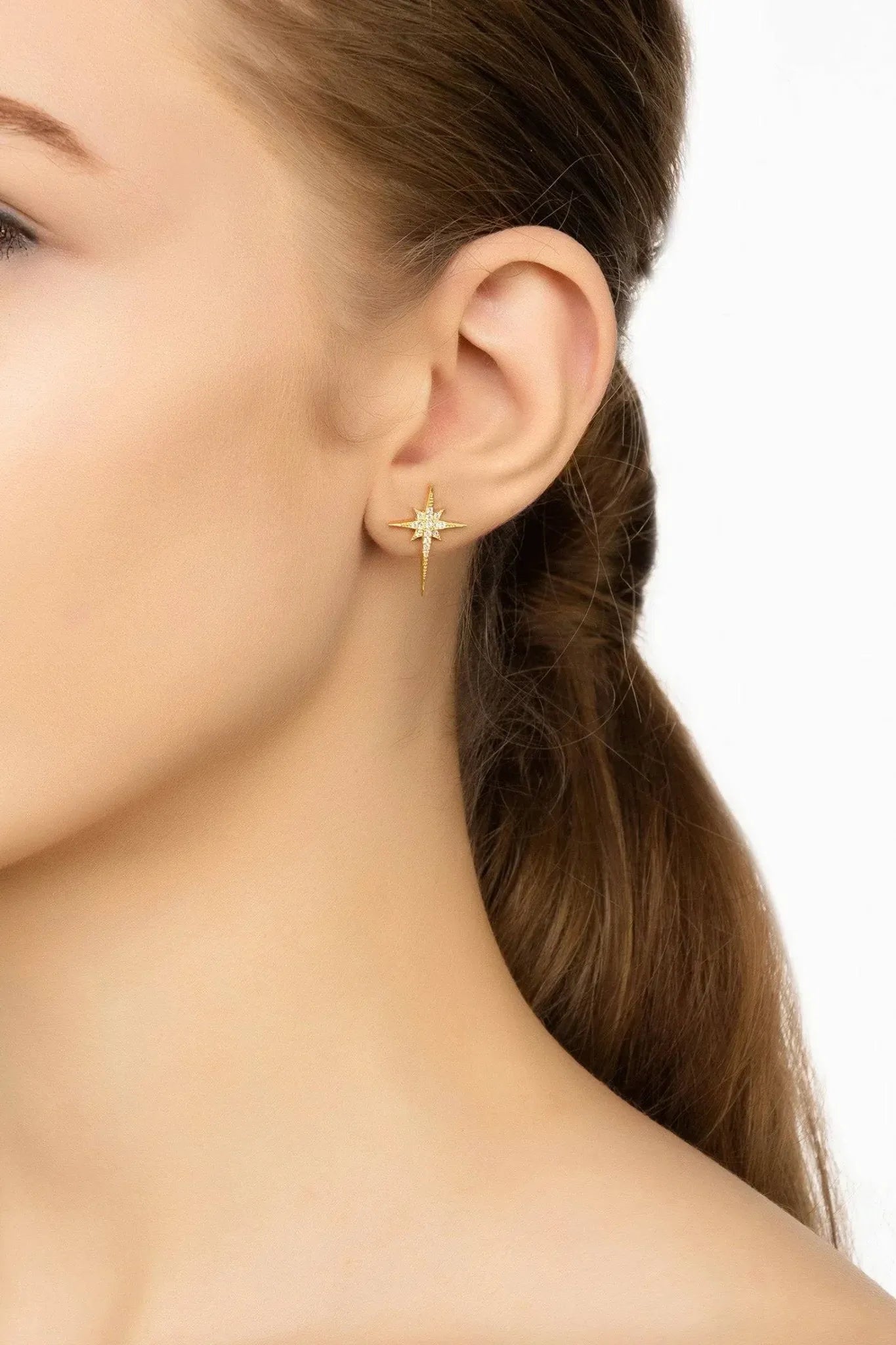North Star Small Stud Earrings Gold - LATELITA Earrings