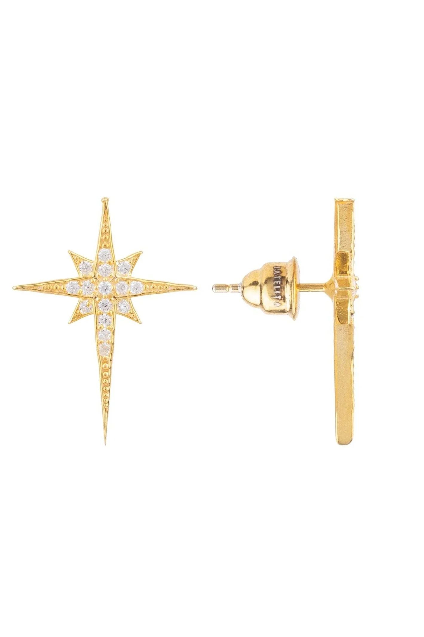 North Star Small Stud Earrings Gold - LATELITA Earrings