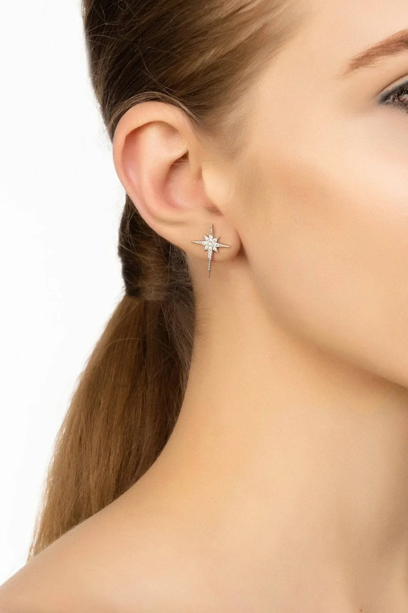 North Star Small Stud Earrings Silver - LATELITA Earrings