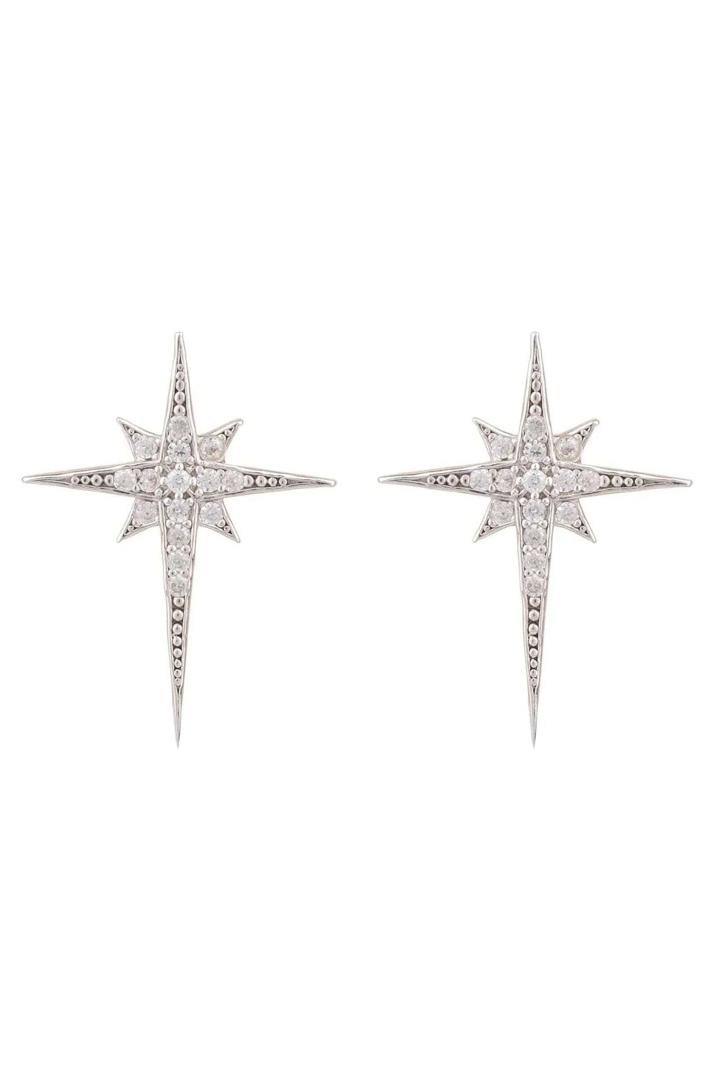 North Star Small Stud Earrings Silver - LATELITA Earrings