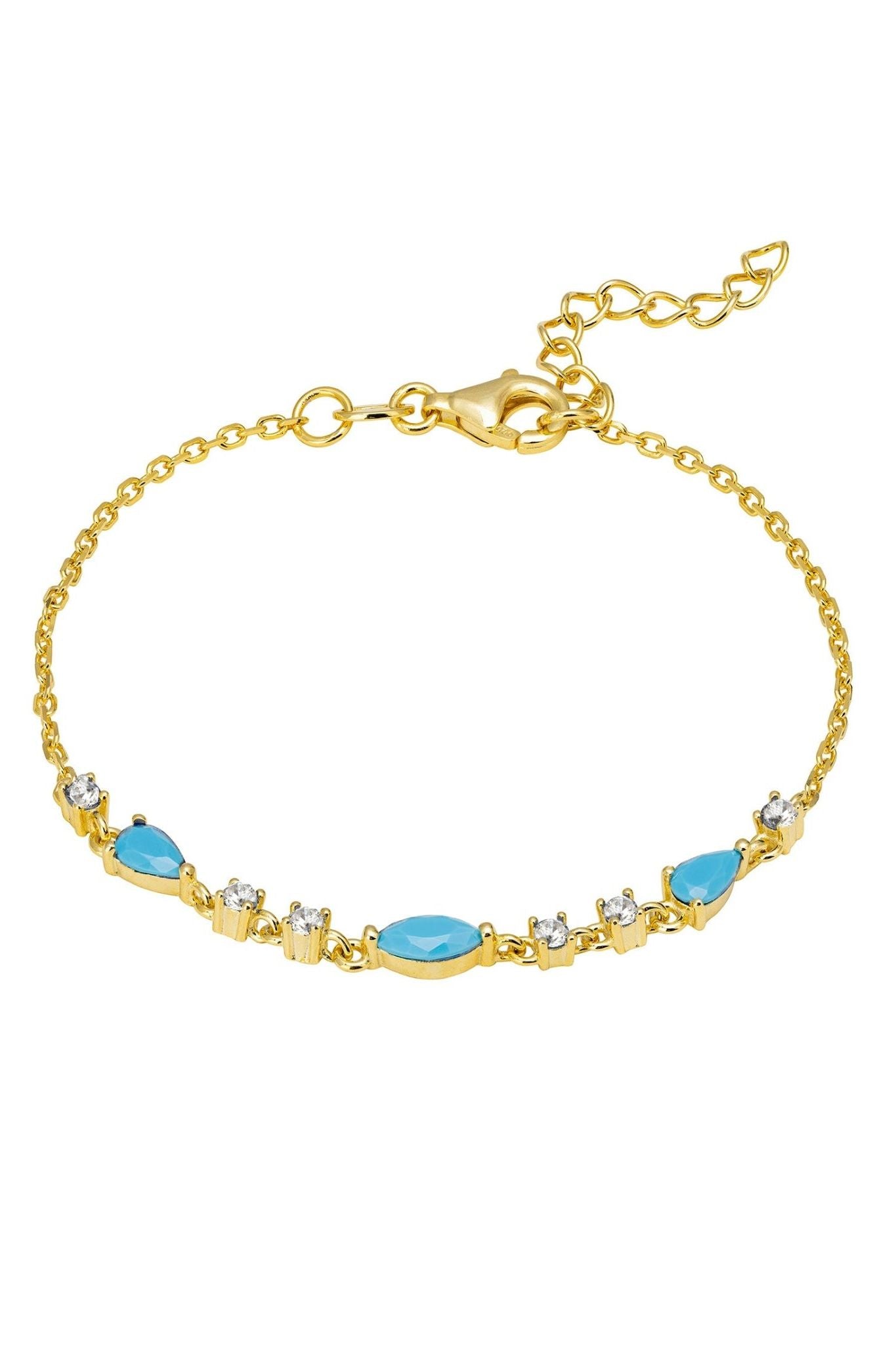 Olivia Gemstone Bracelets Gold Turquoise & White Cz - LATELITA Bracelets