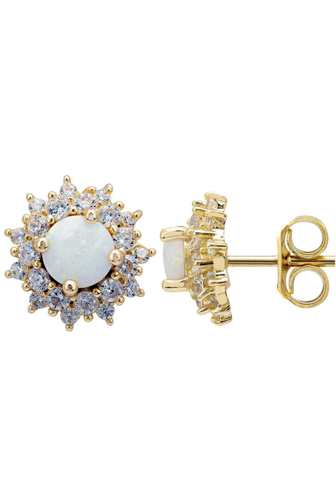 Opal And Flower Stud Earrings Gold - LATELITA Earrings