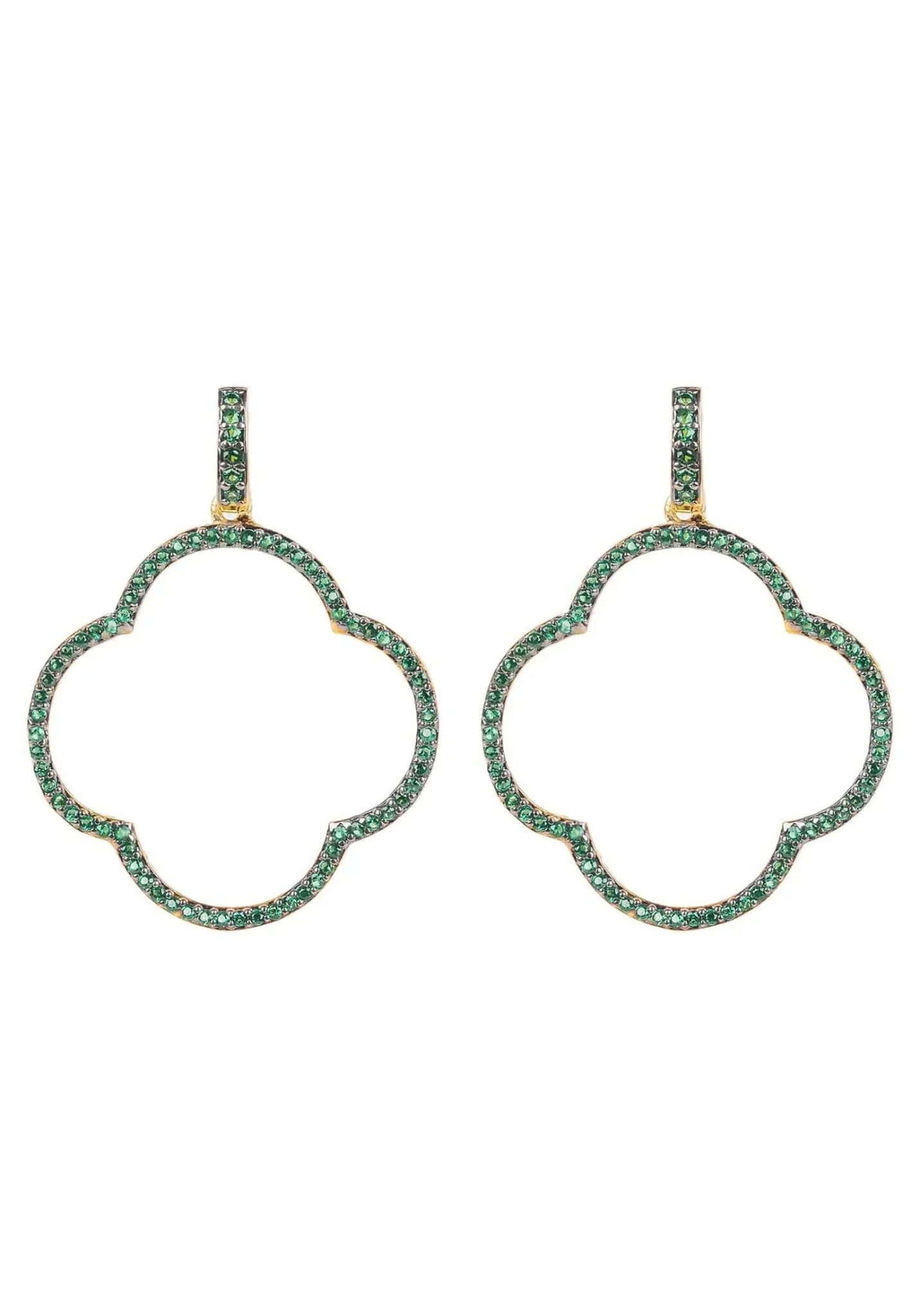 Open Clover Large Drop Earrings Green Gold - LATELITA Earrings