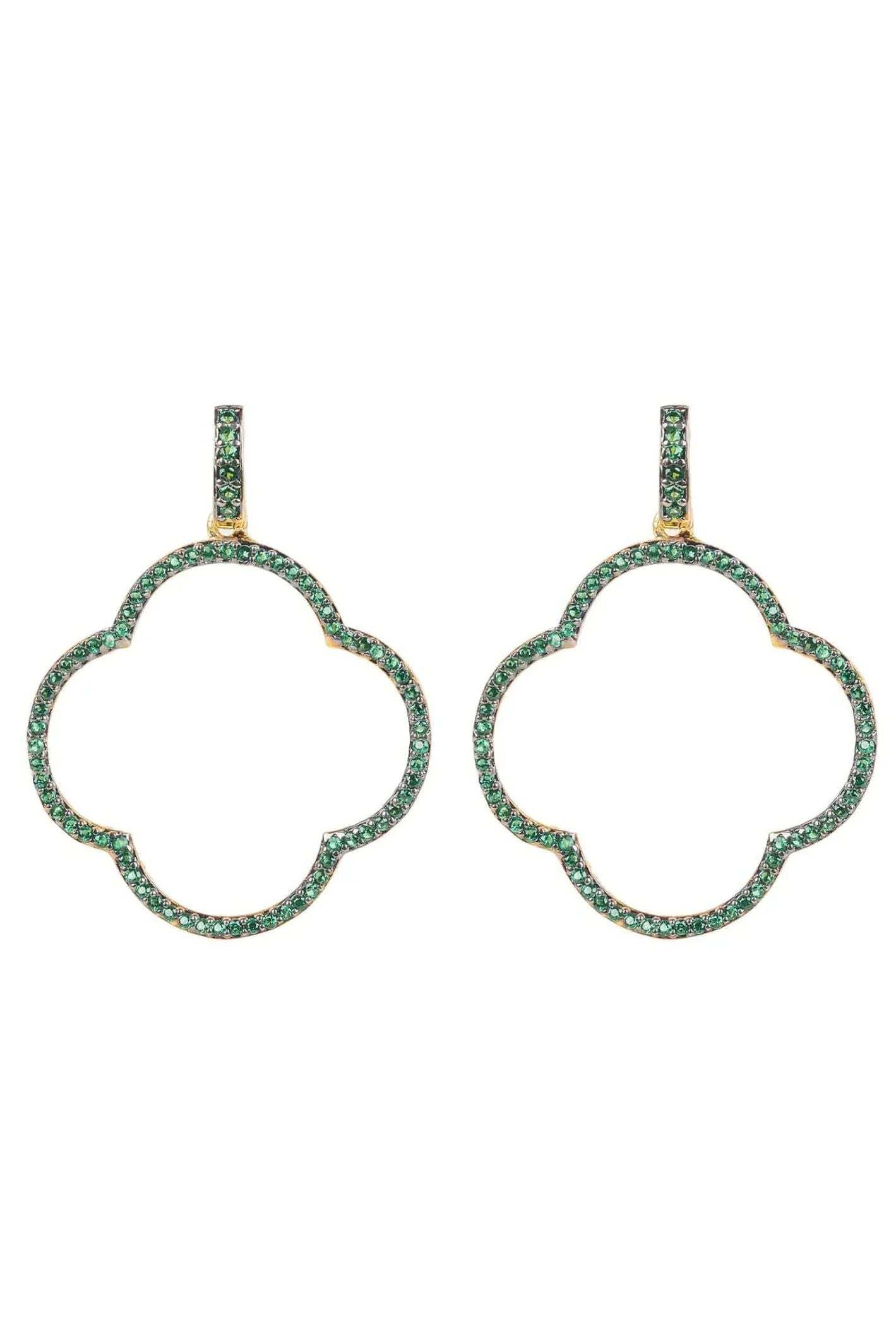 Open Clover Large Drop Earrings Green Gold - LATELITA Earrings