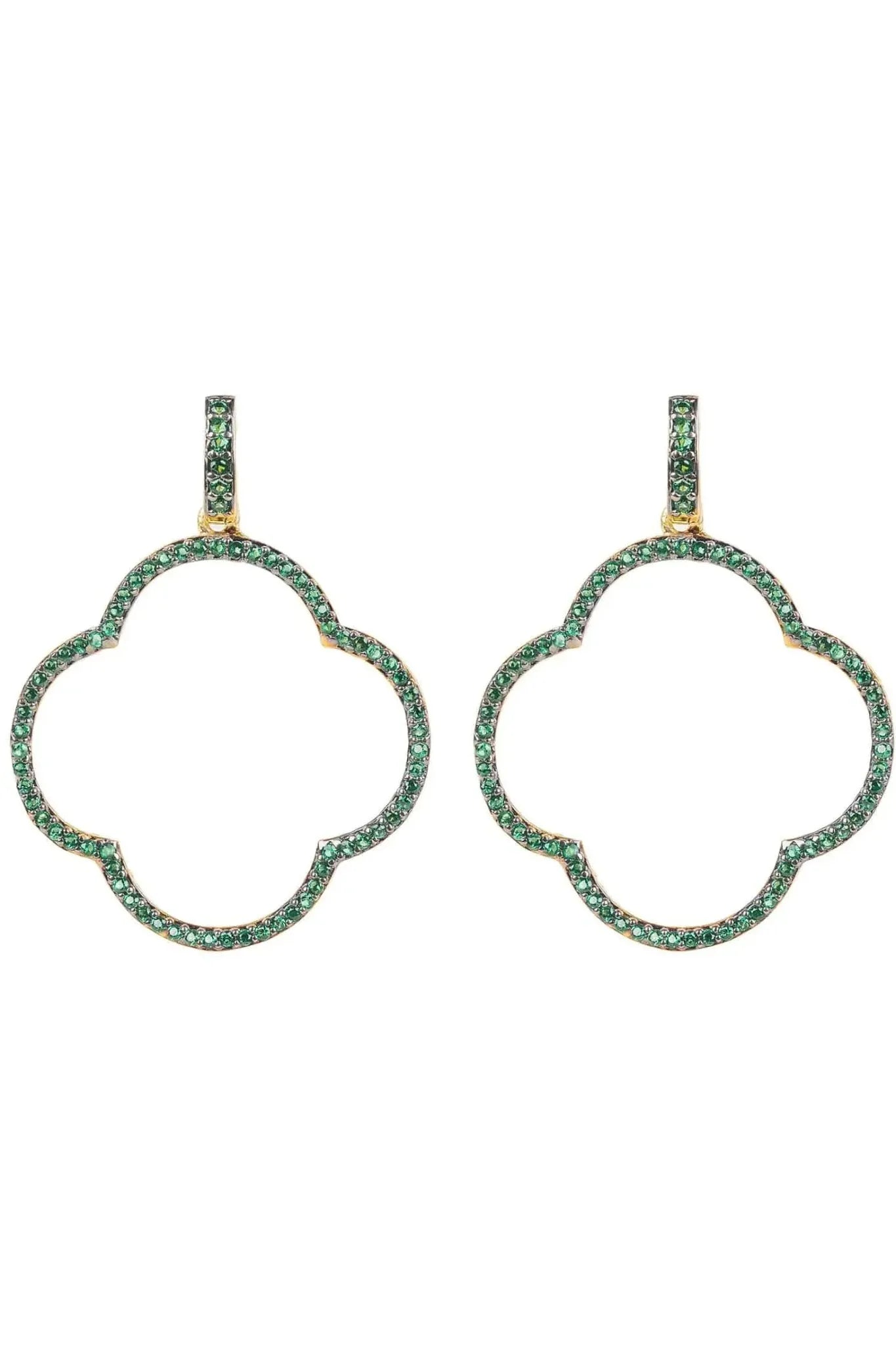 Open Clover Large Drop Earrings Green Gold - LATELITA Earrings