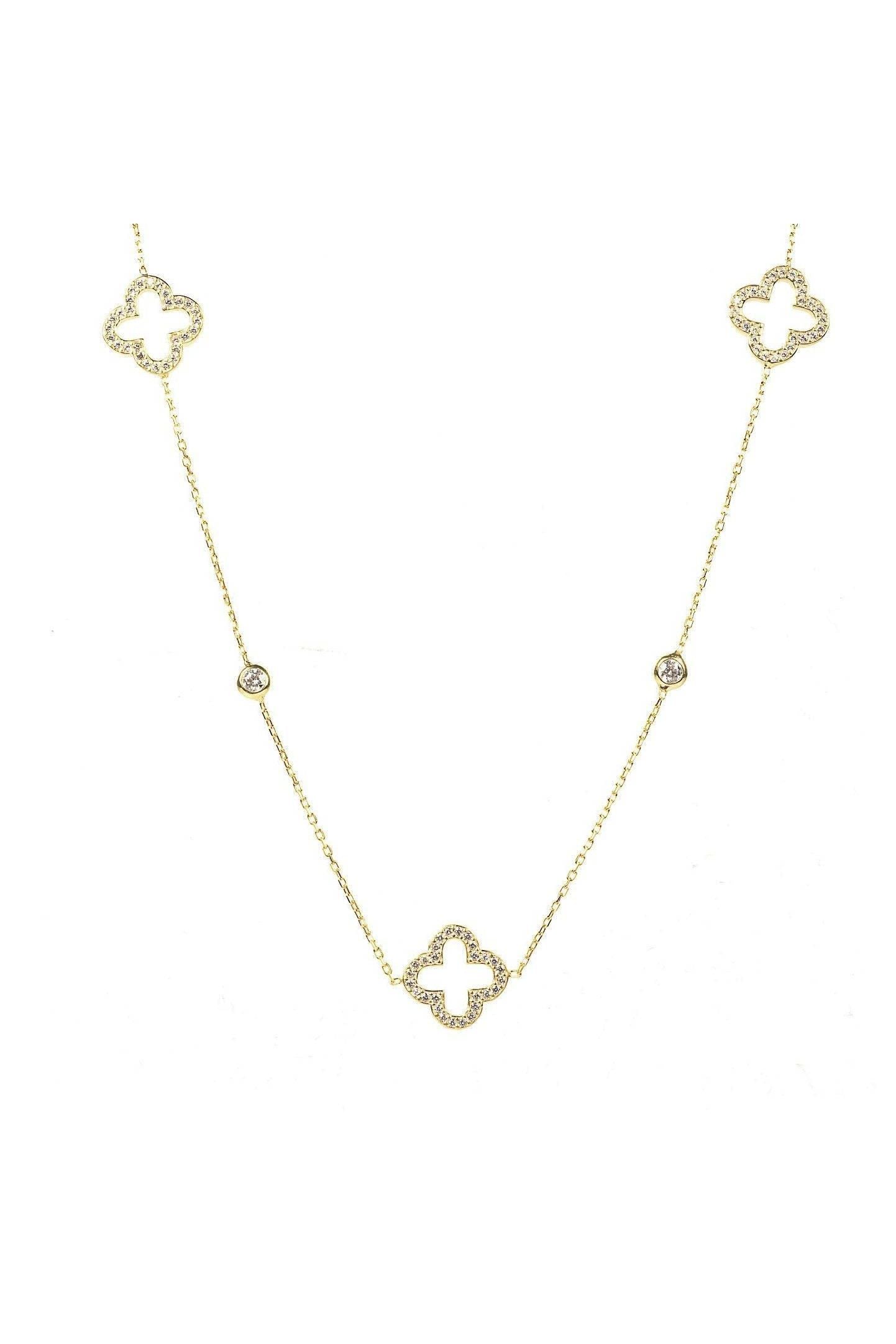 Open Clover Long Necklace Gold - LATELITA Necklaces