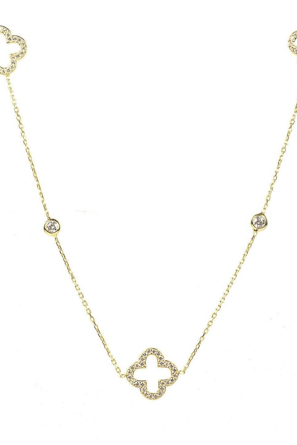 Open Clover Long Necklace Gold - LATELITA Necklaces
