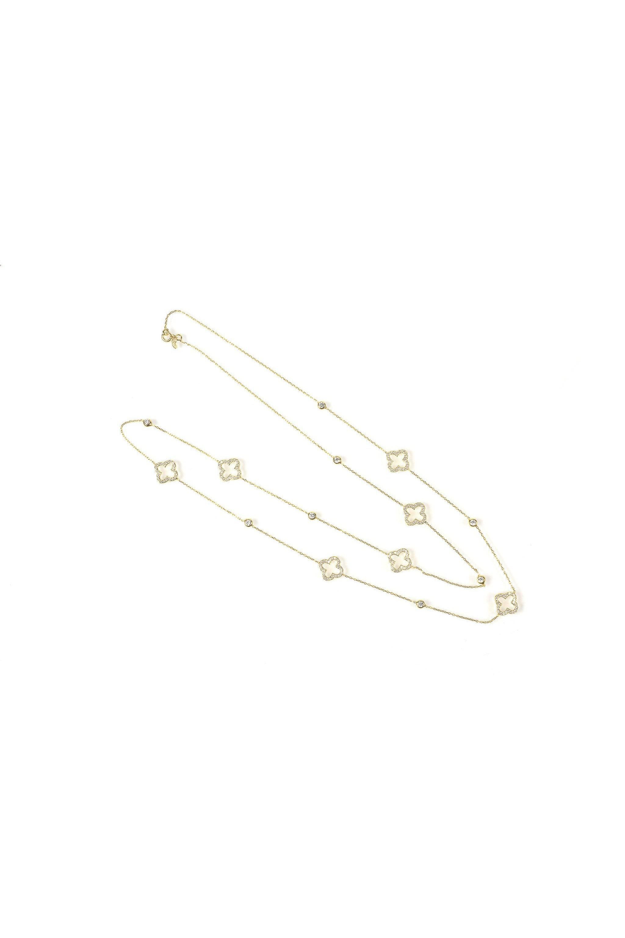 Open Clover Long Necklace Gold - LATELITA Necklaces