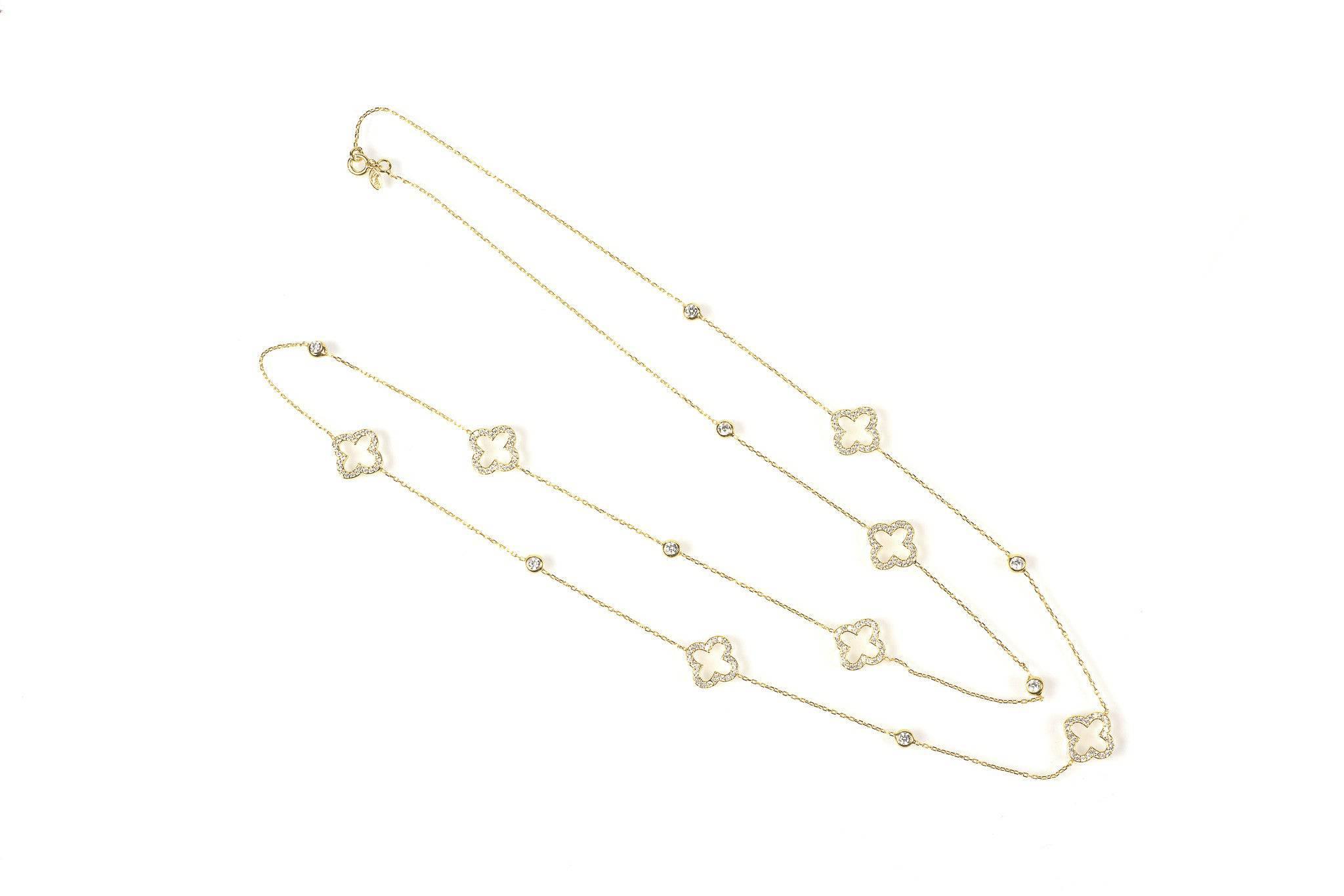 Open Clover Long Necklace Gold - LATELITA Necklaces