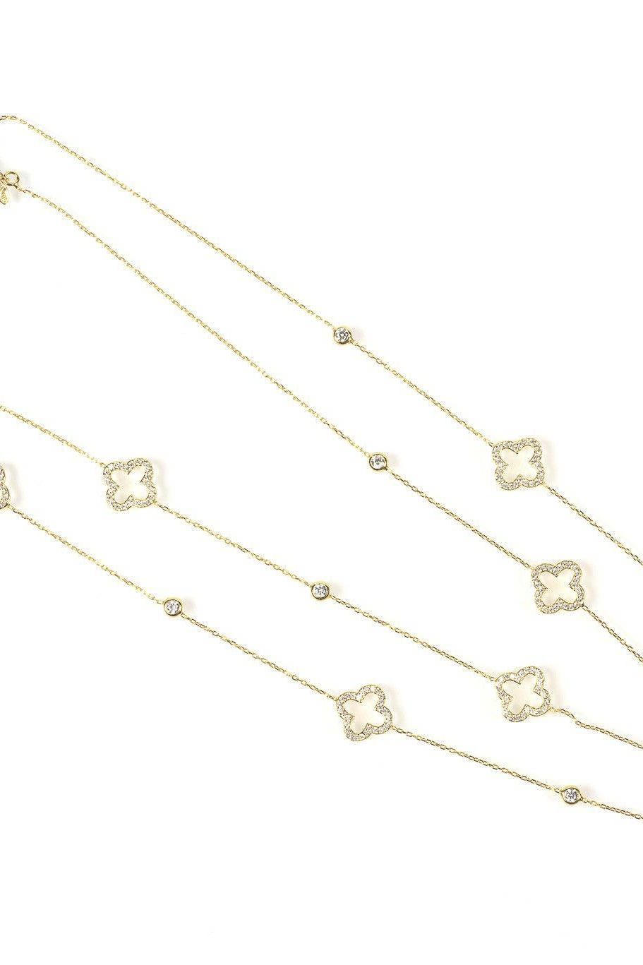 Open Clover Long Necklace Gold - LATELITA Necklaces