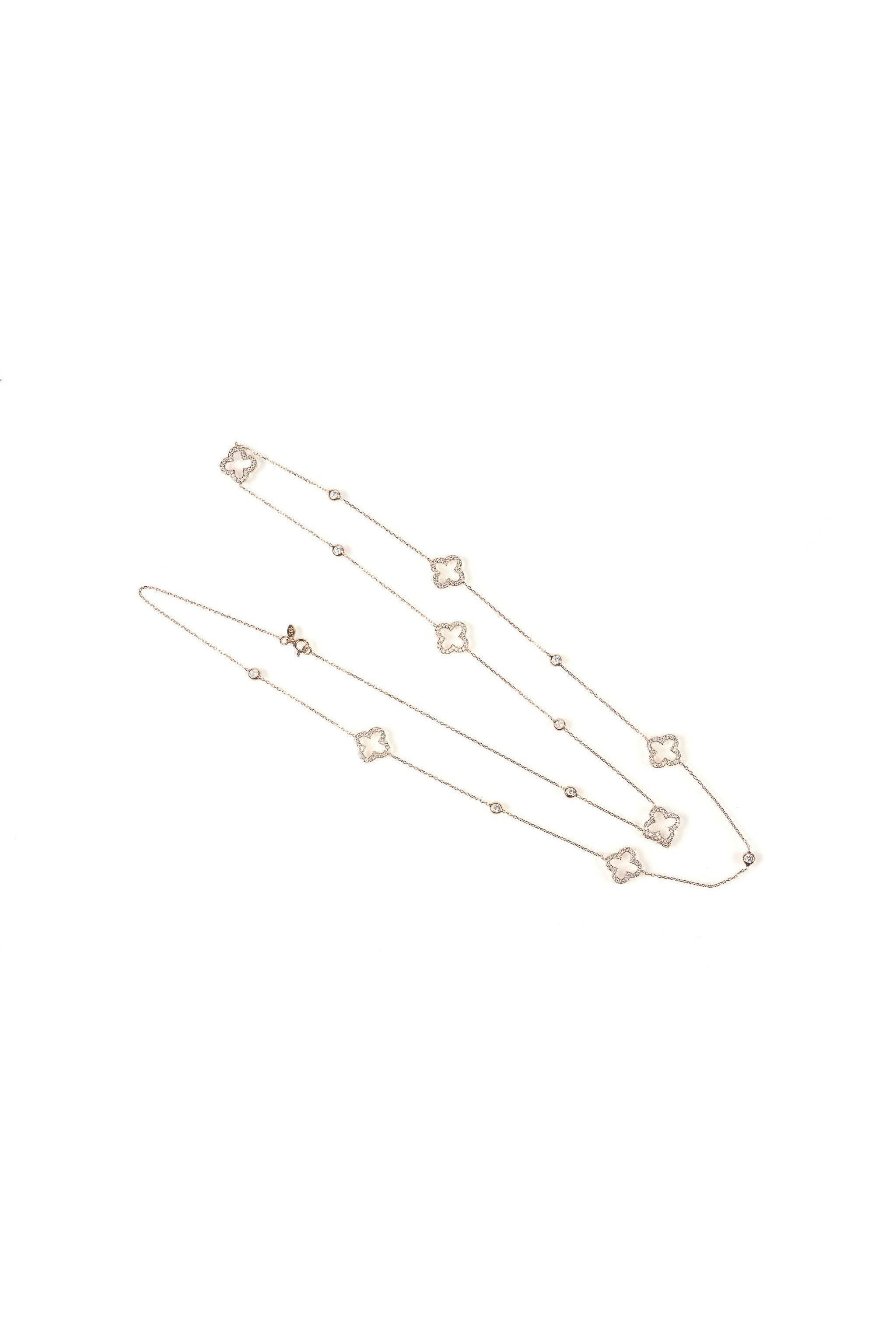 Open Clover Long Necklace Rosegold - LATELITA Necklaces