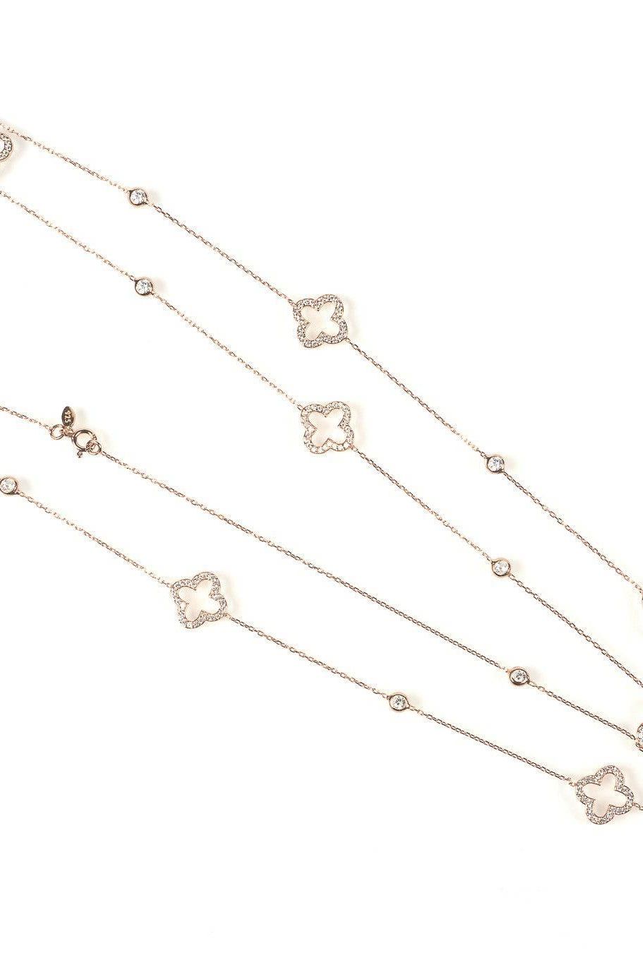 Open Clover Long Necklace Rosegold - LATELITA Necklaces