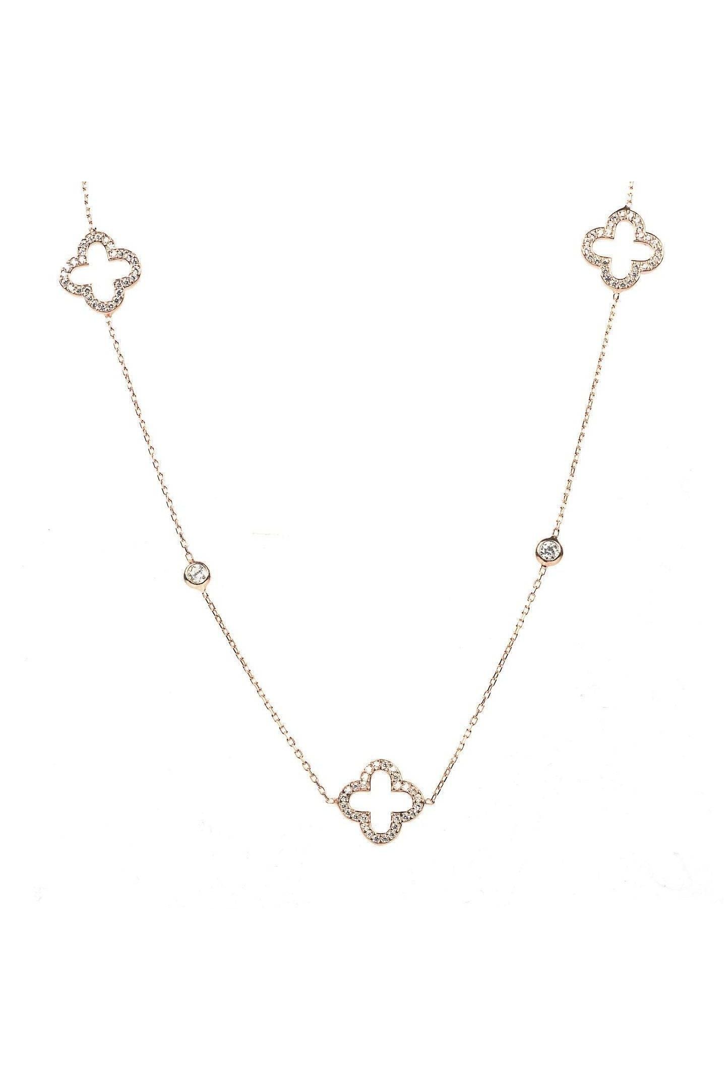 Open Clover Long Necklace Rosegold - LATELITA Necklaces