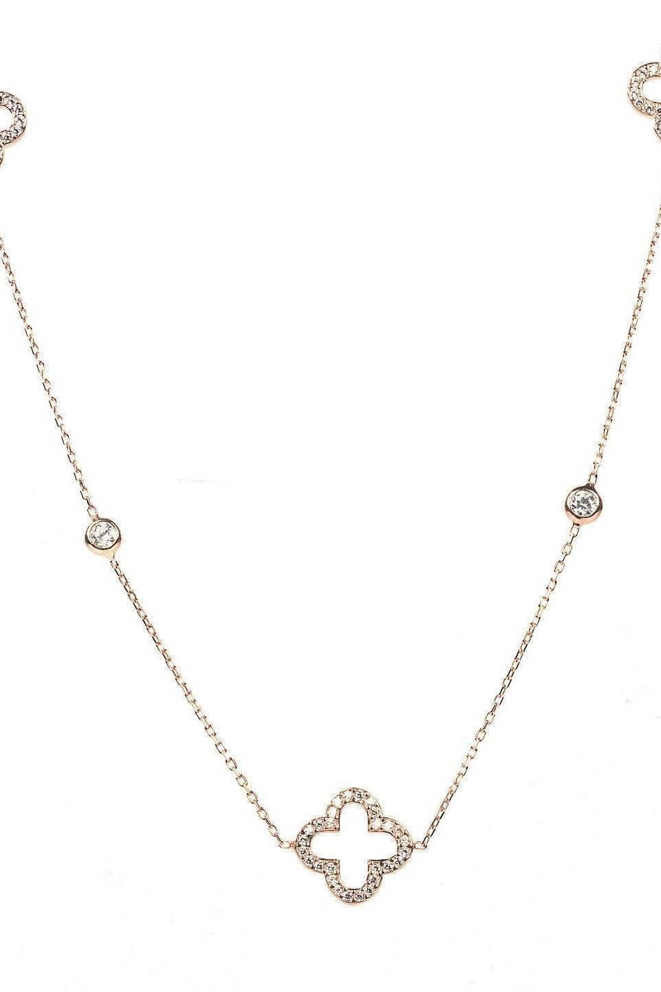 Open Clover Long Necklace Rosegold - LATELITA Necklaces