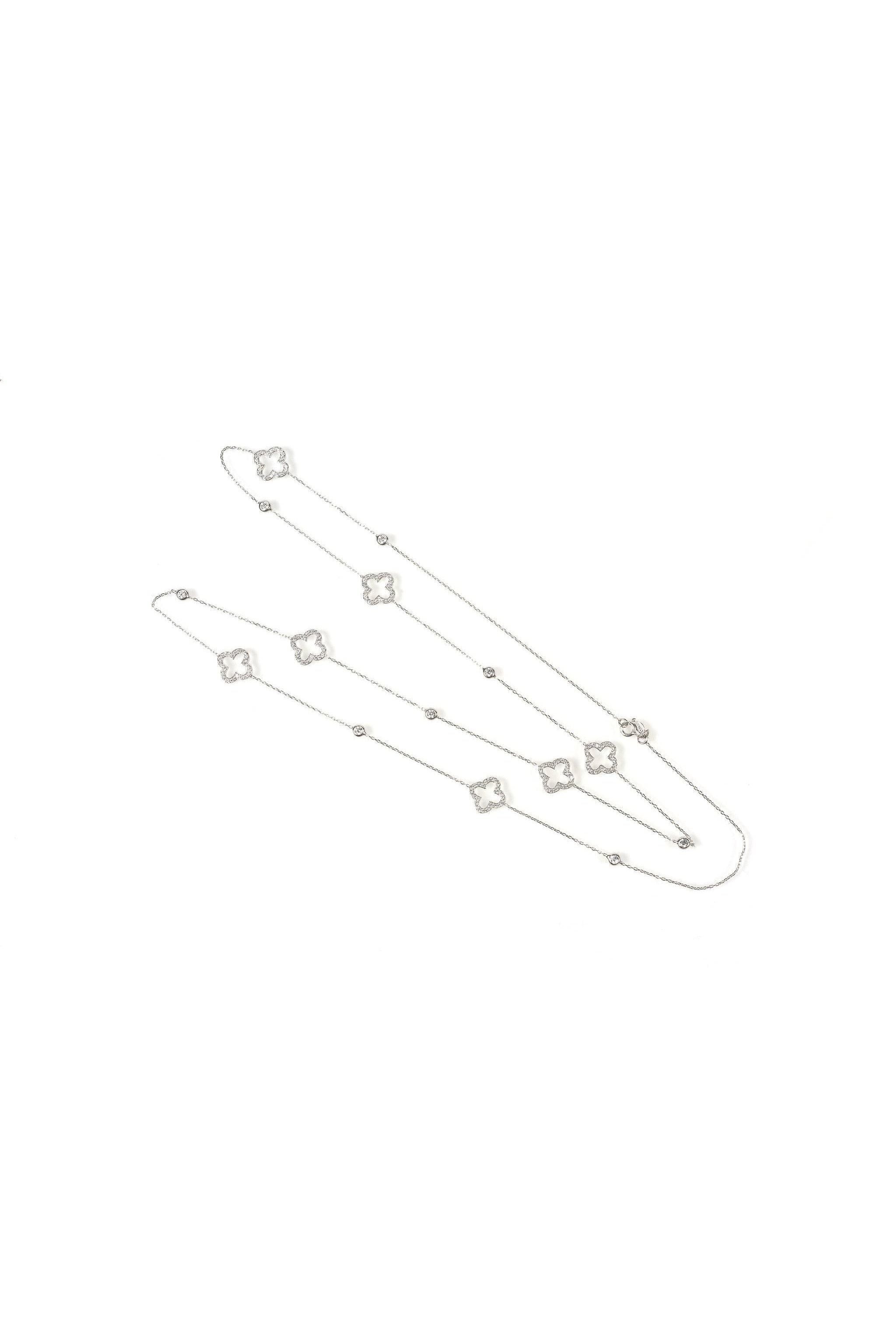 Open Clover Long Necklace Silver - LATELITA Necklaces