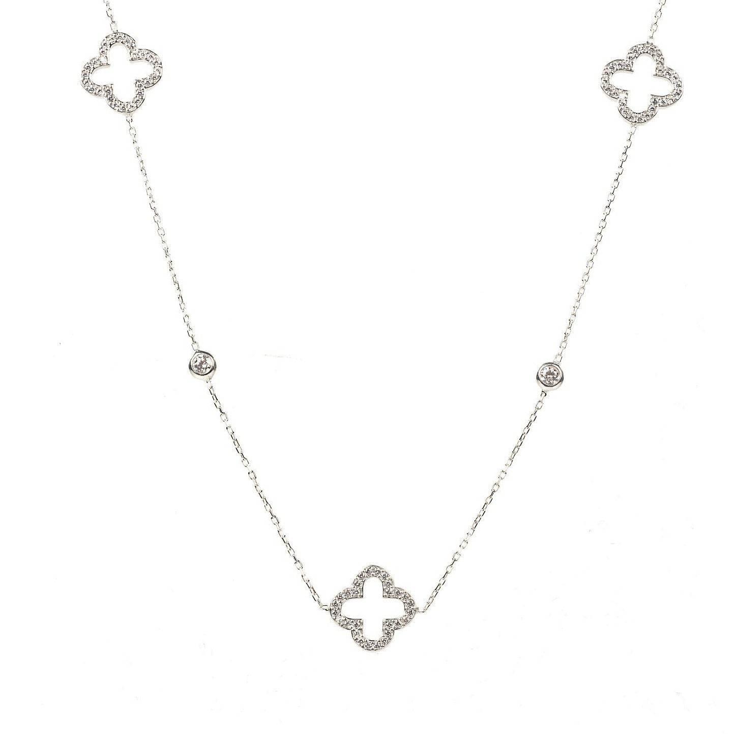 Open Clover Long Necklace Silver - LATELITA Necklaces