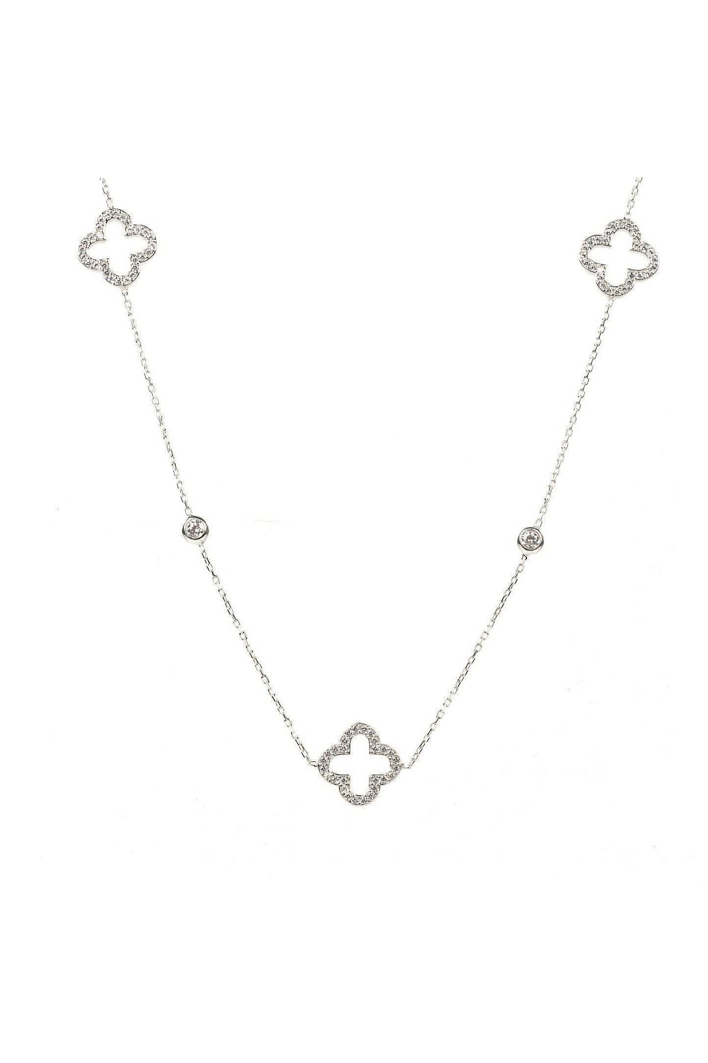 Open Clover Long Necklace Silver - LATELITA Necklaces