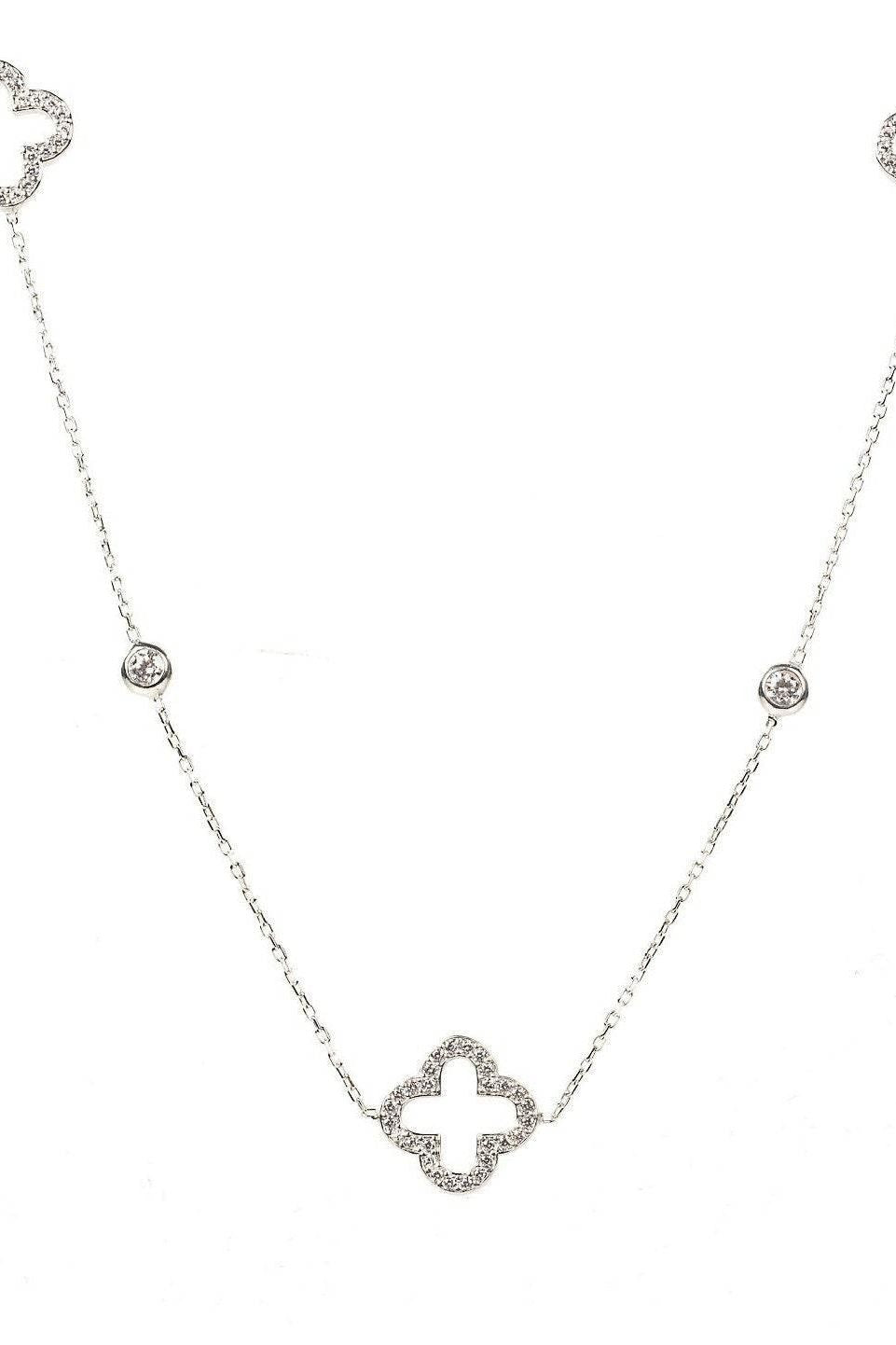 Open Clover Long Necklace Silver - LATELITA Necklaces