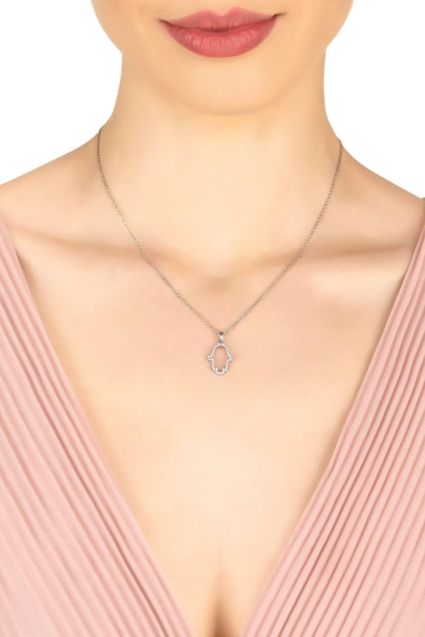 Open Hamsa Necklace Silver - LATELITA Necklaces