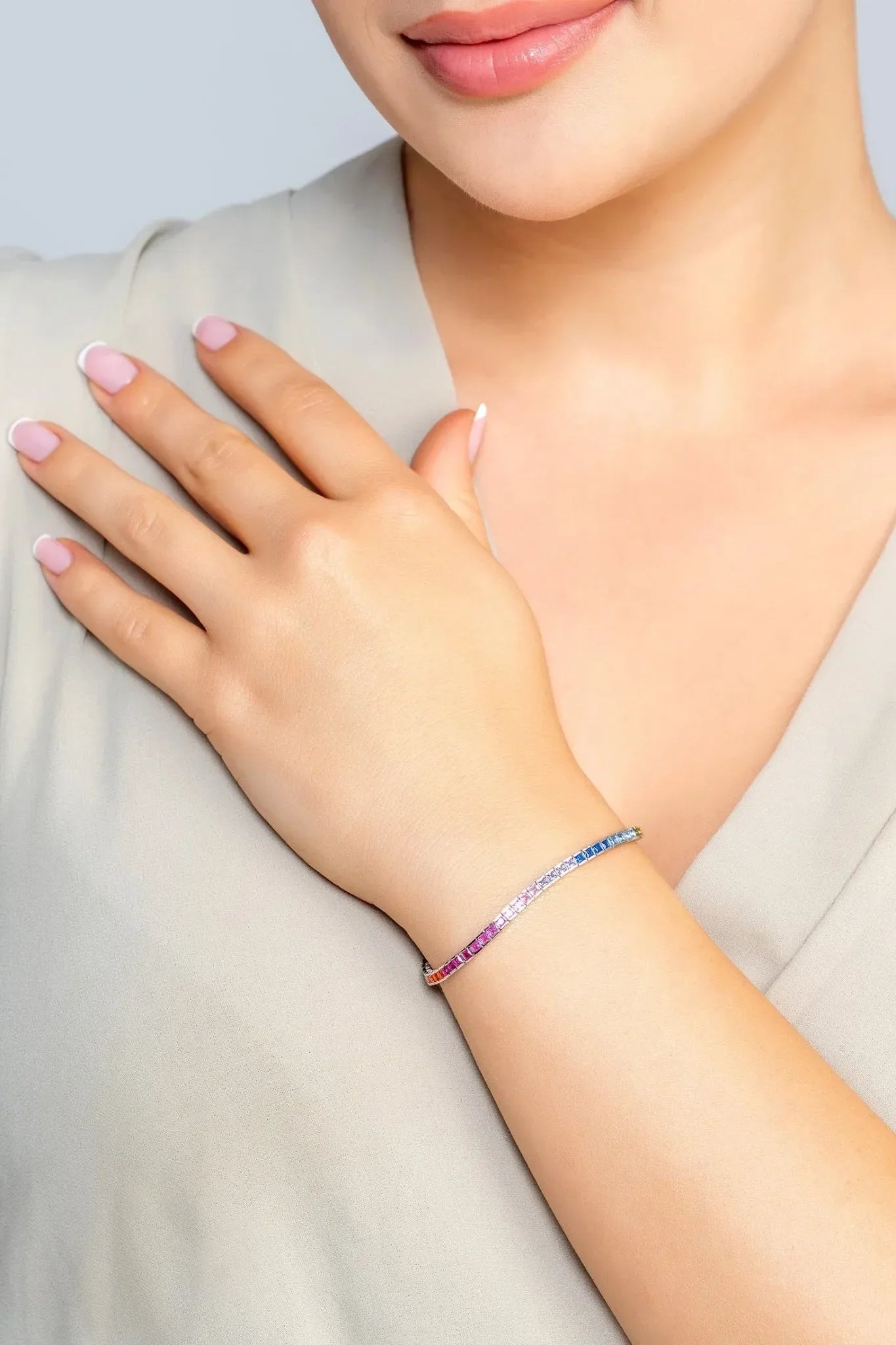 Over The Rainbow Tennis Bracelet Silver - LATELITA Bracelets