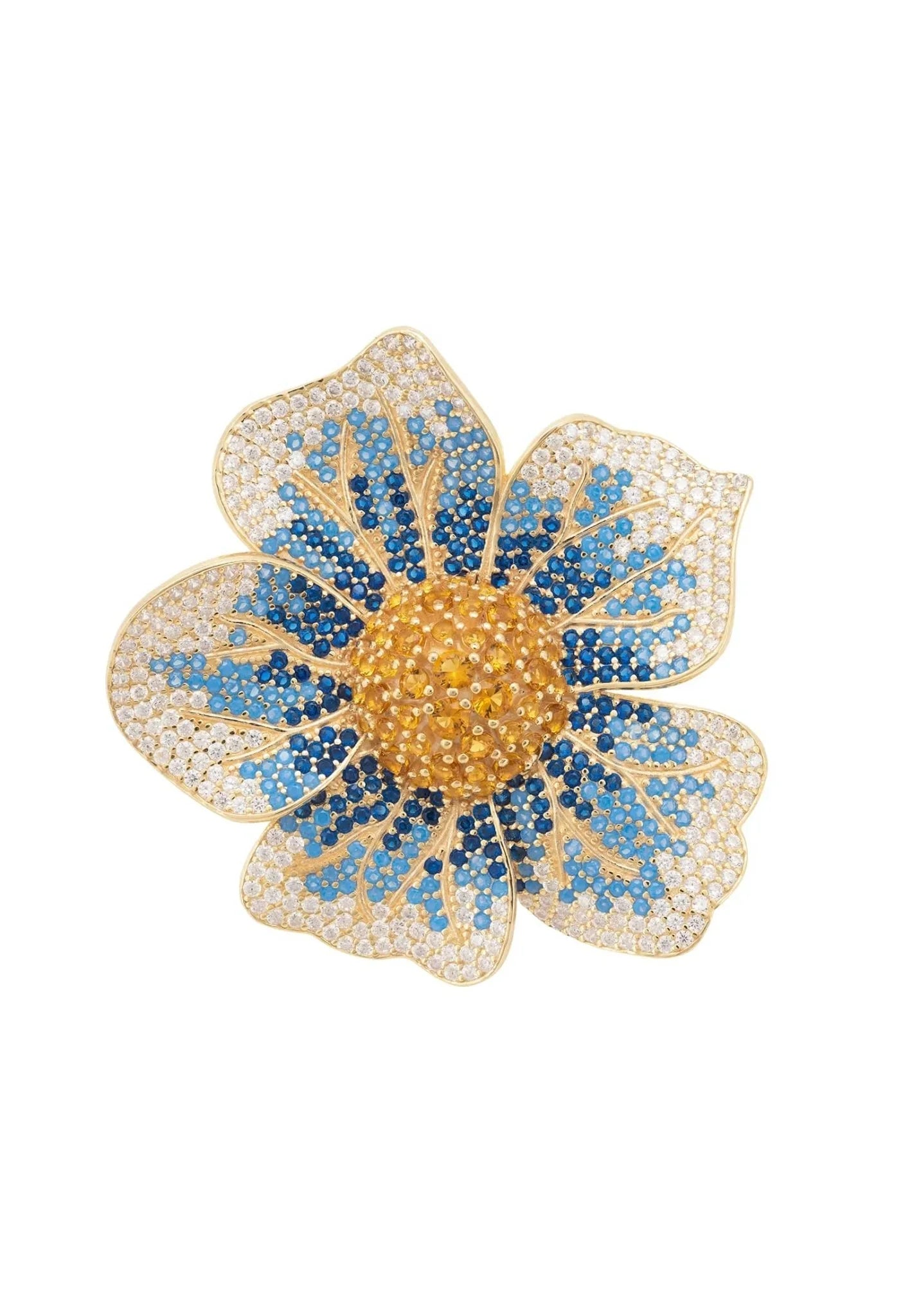 Pansy Flower Blue Ring Gold - LATELITA Rings