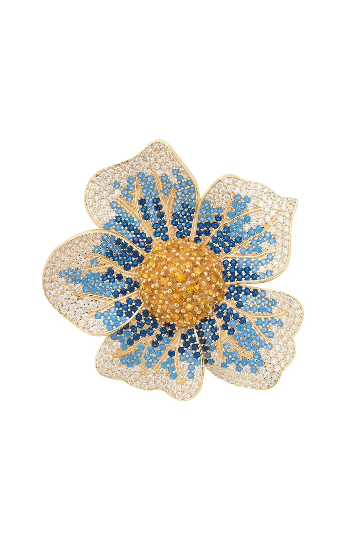 Pansy Flower Blue Ring Gold - LATELITA Rings