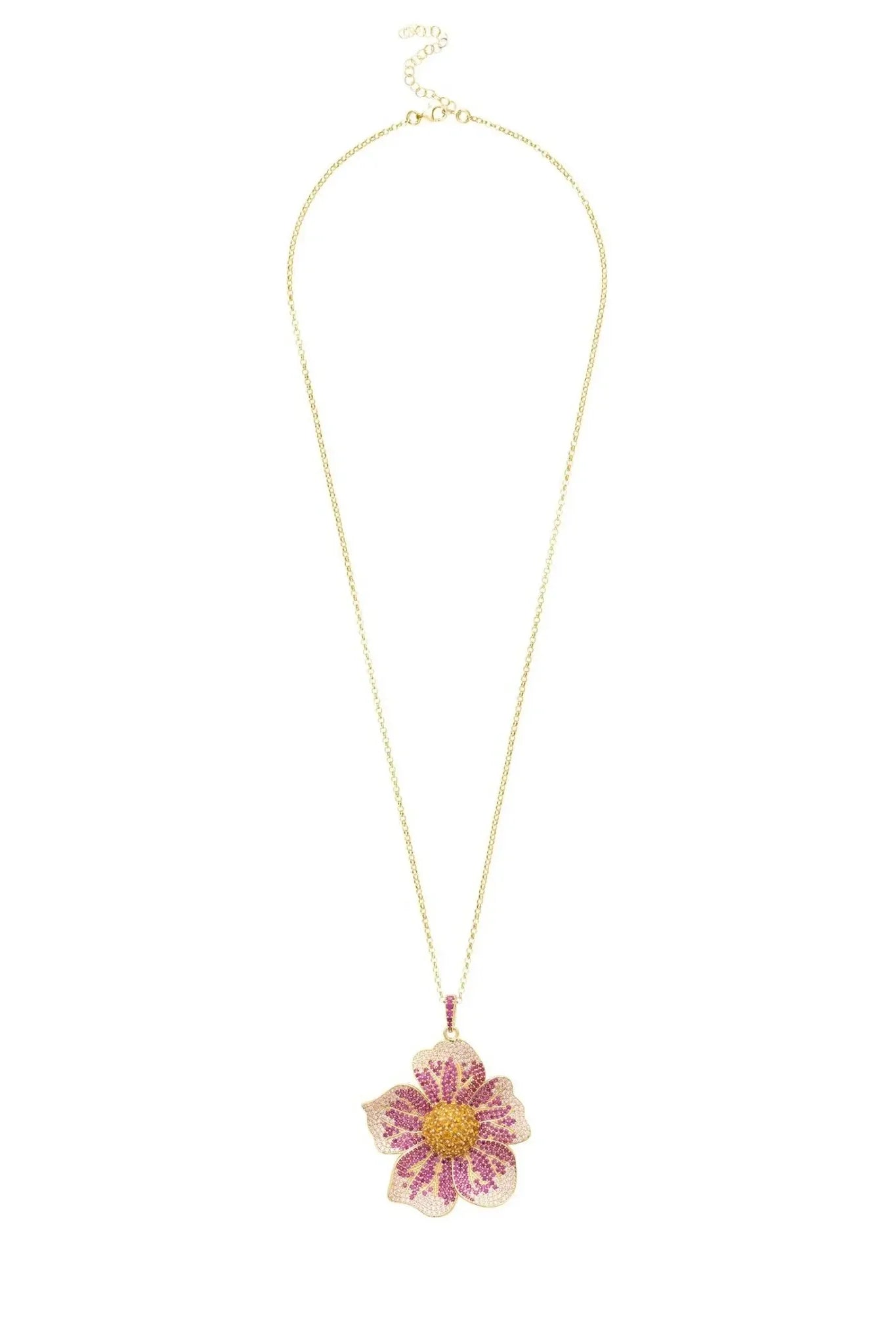 Pansy Flower Pink Necklace Gold - LATELITA Necklaces