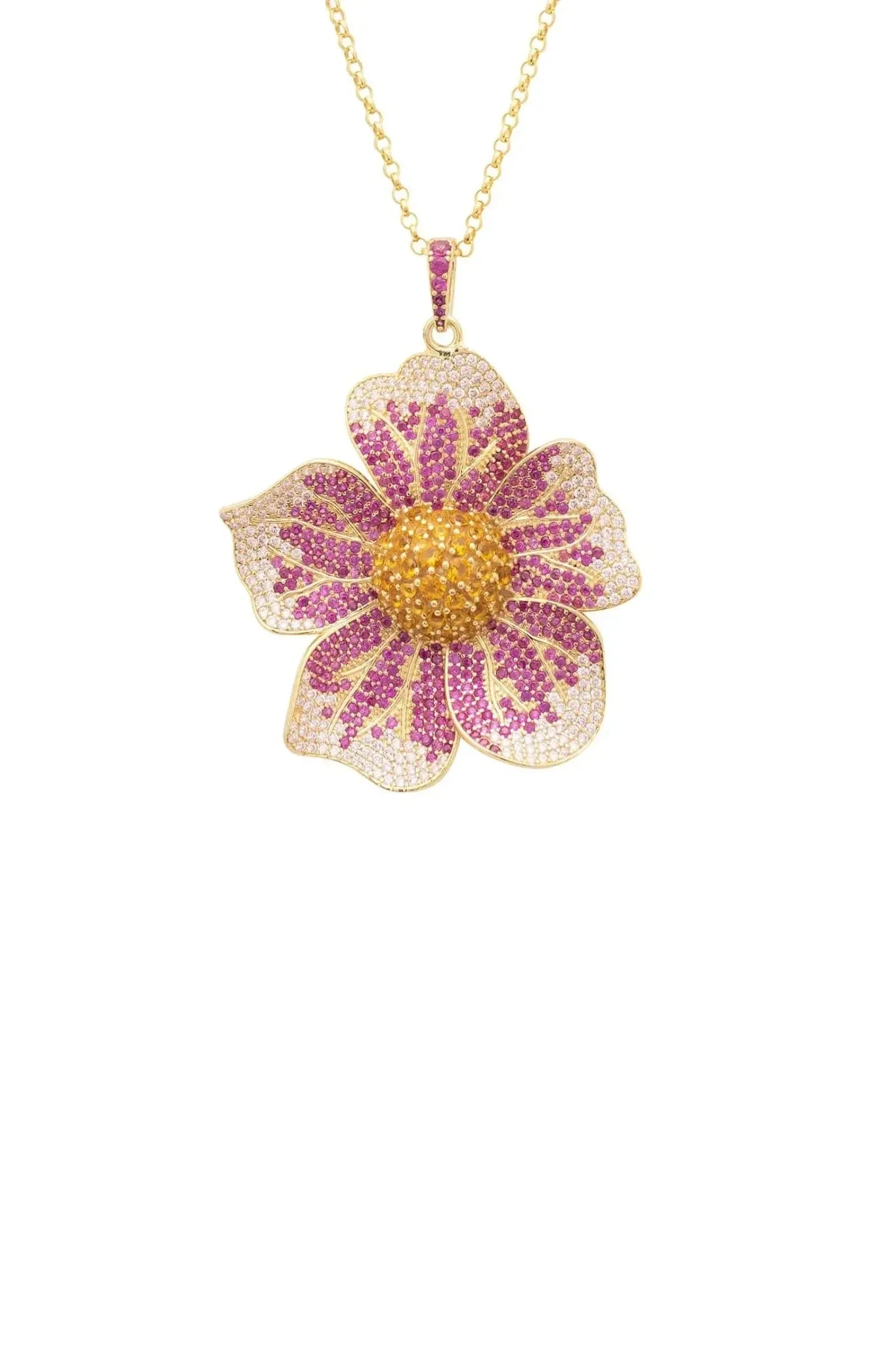 Pansy Flower Pink Necklace Gold - LATELITA Necklaces