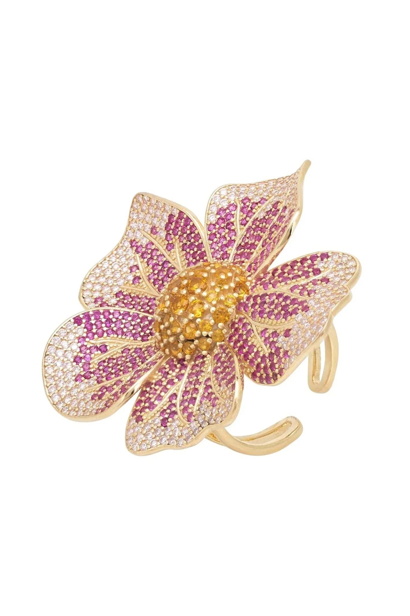 Pansy Flower Pink Ring Gold - LATELITA Rings