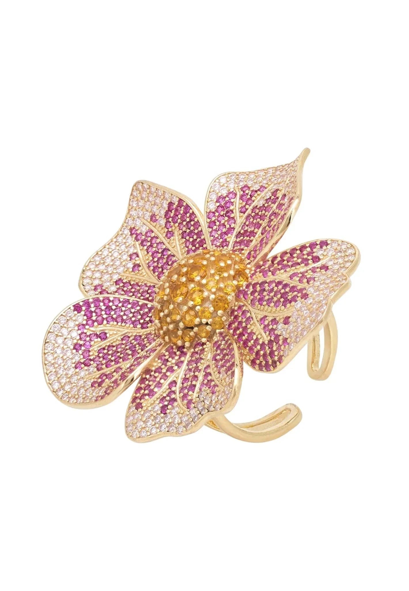 Pansy Flower Pink Ring Gold - LATELITA Rings