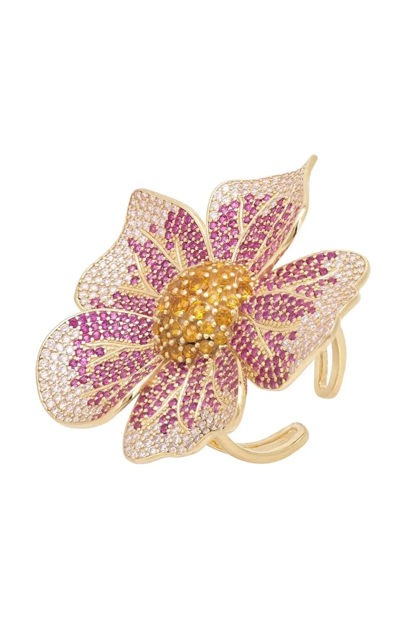 Pansy Flower Pink Ring Gold - LATELITA Rings