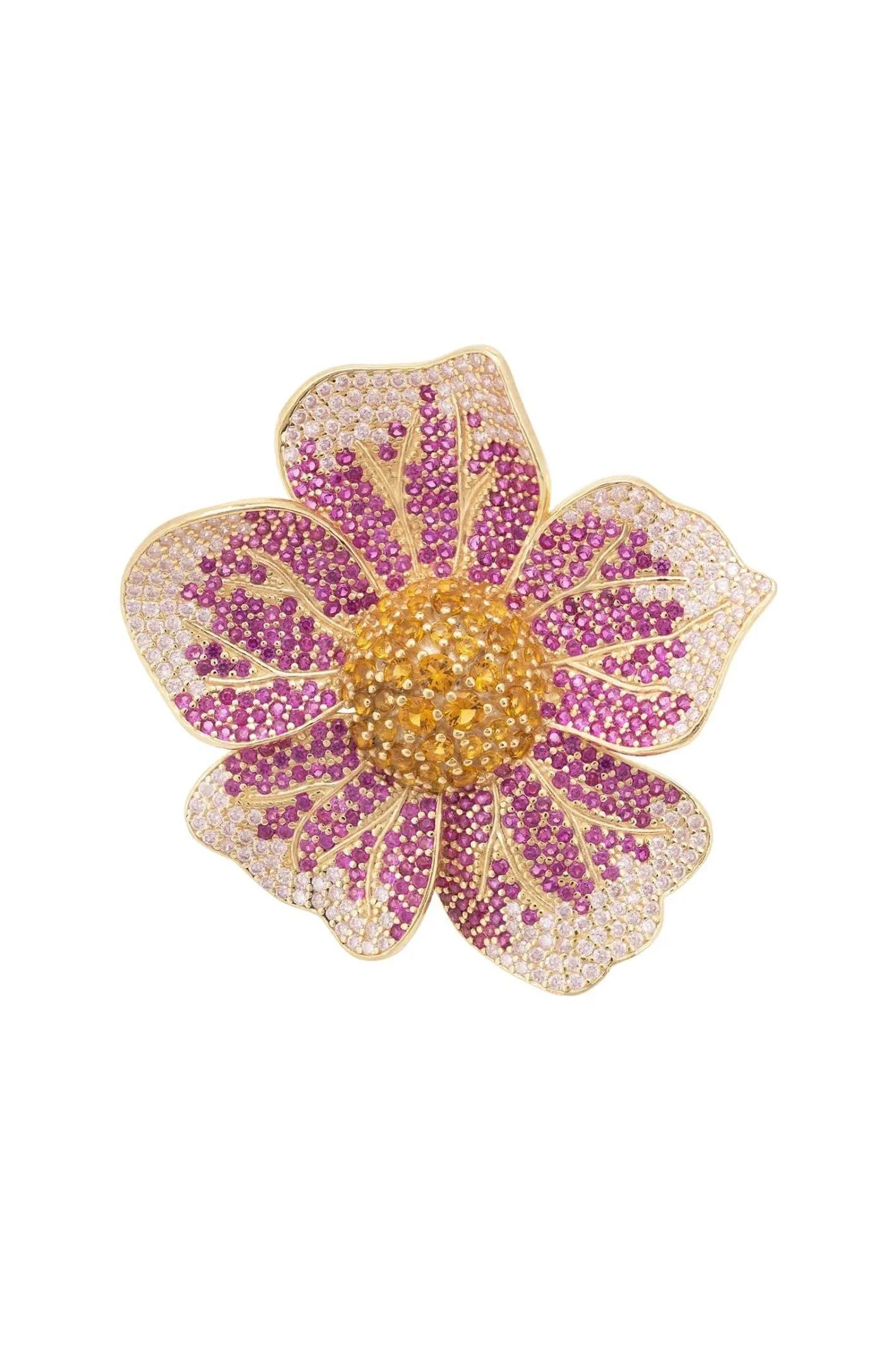 Pansy Flower Pink Ring Gold - LATELITA Rings